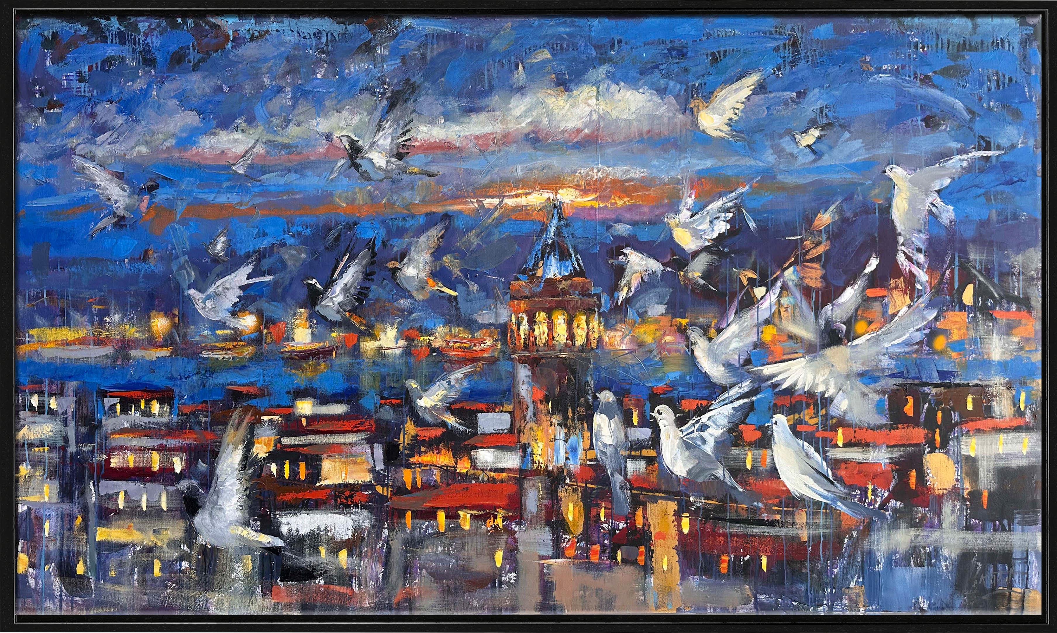 Galata'nın Kuşları  | Yağlı Boya Tablo 