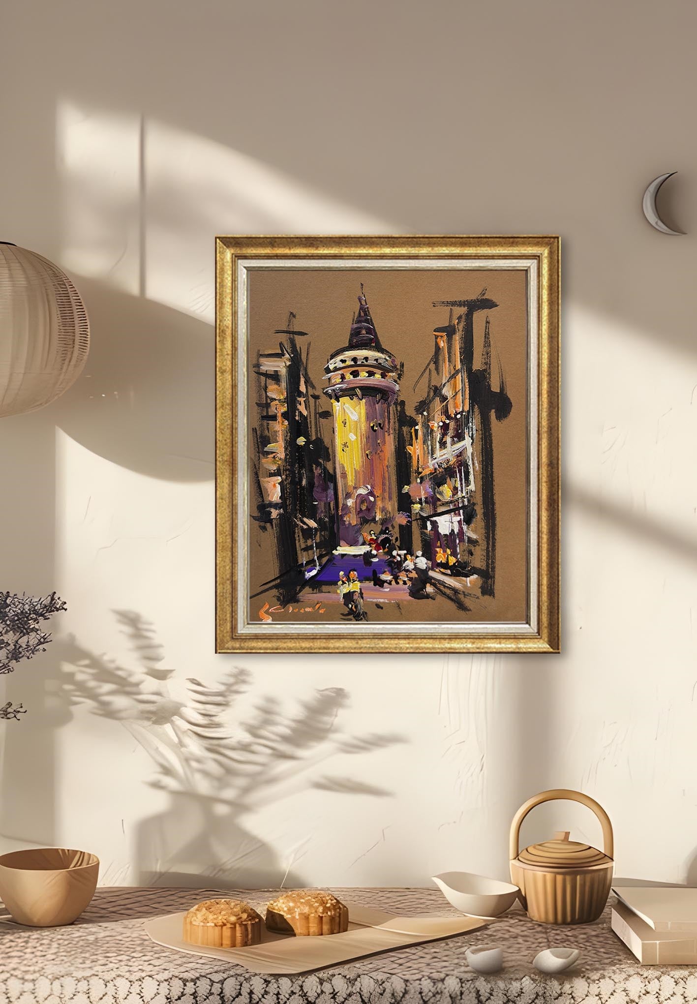 Galata'nın Sıcak Işığı | Yağlı Boya Tablo