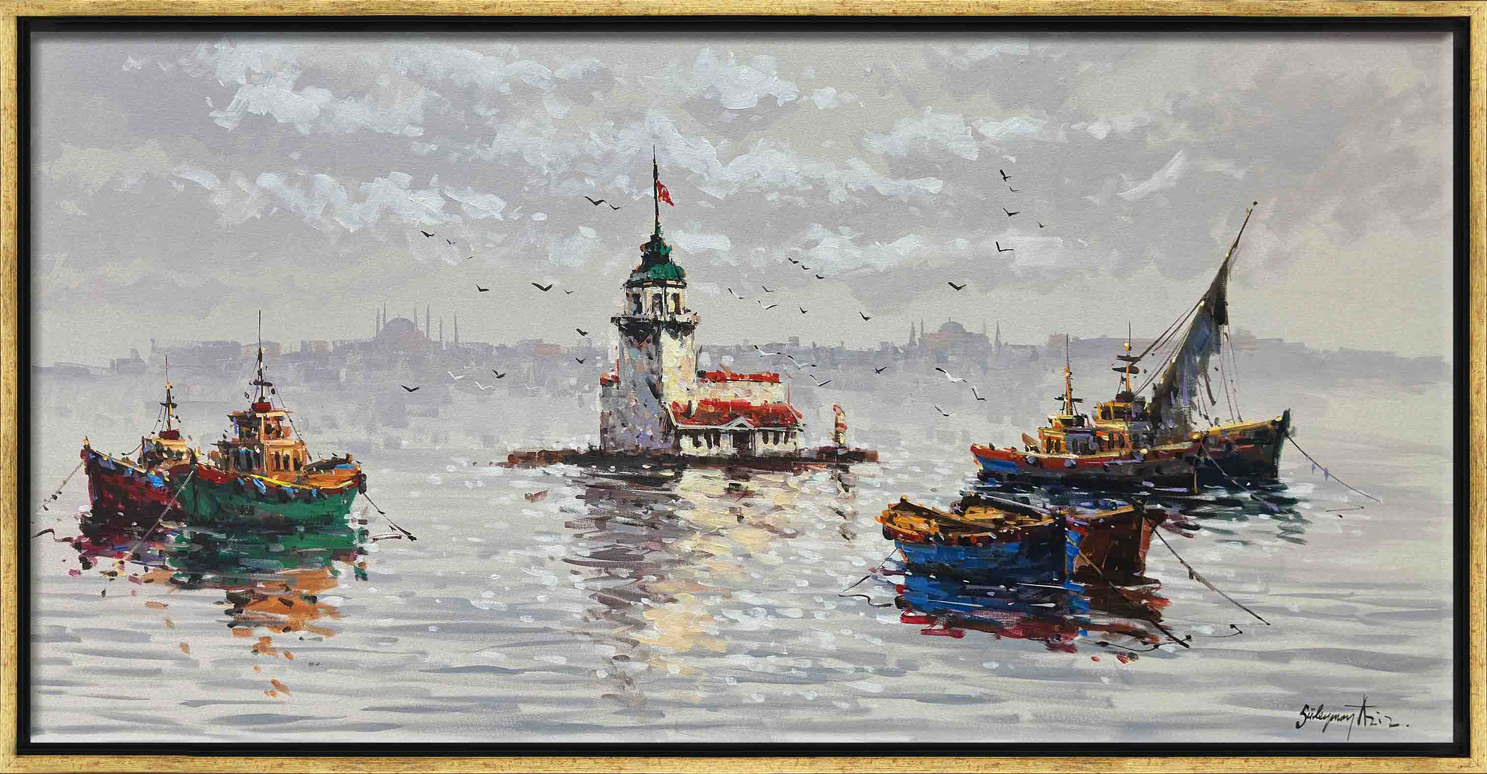 Gri Kız Kulesi | Yağlı Boya Tablo 
