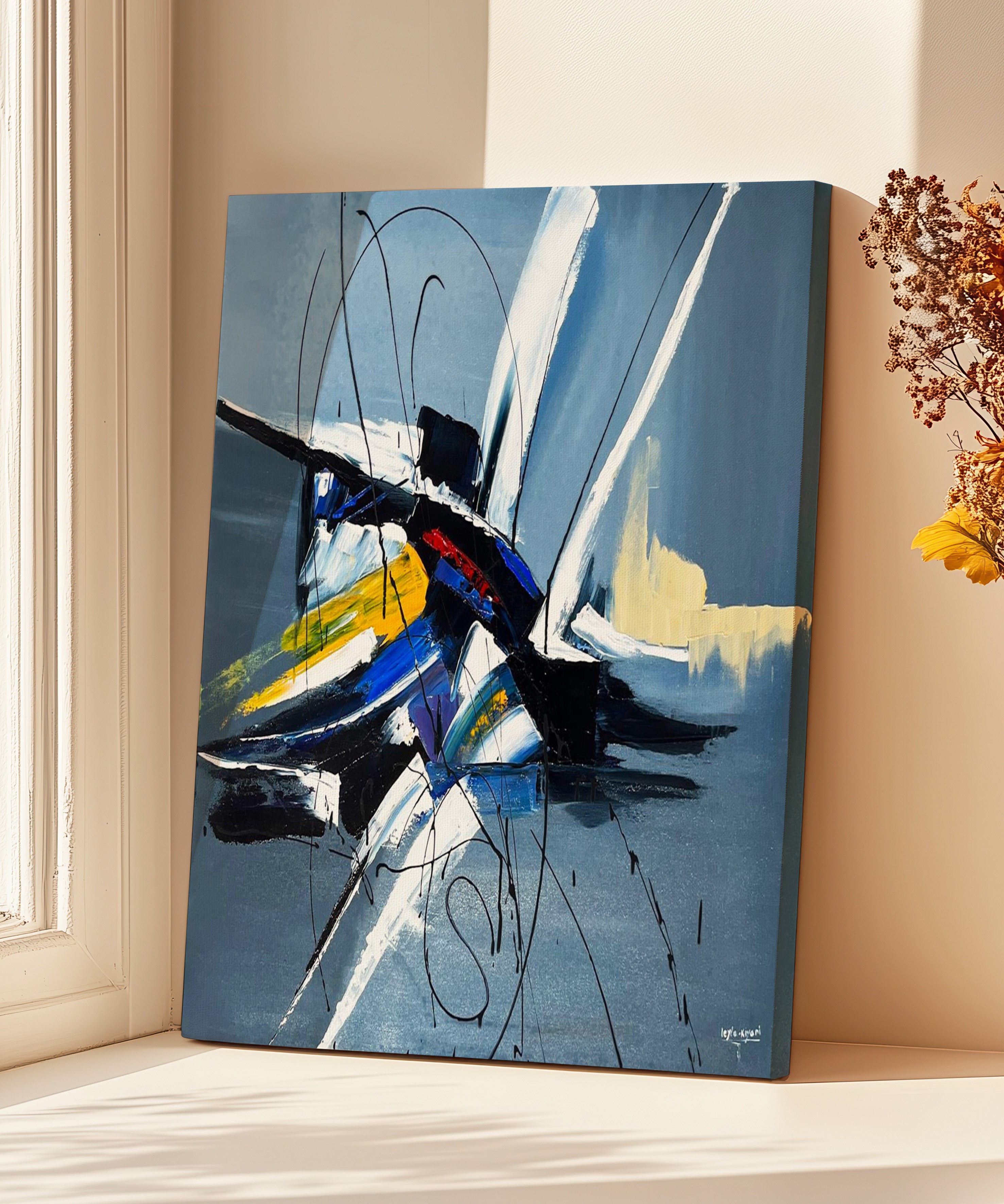 Gri Soyut | Yağlıboya dokulu canvas baskı