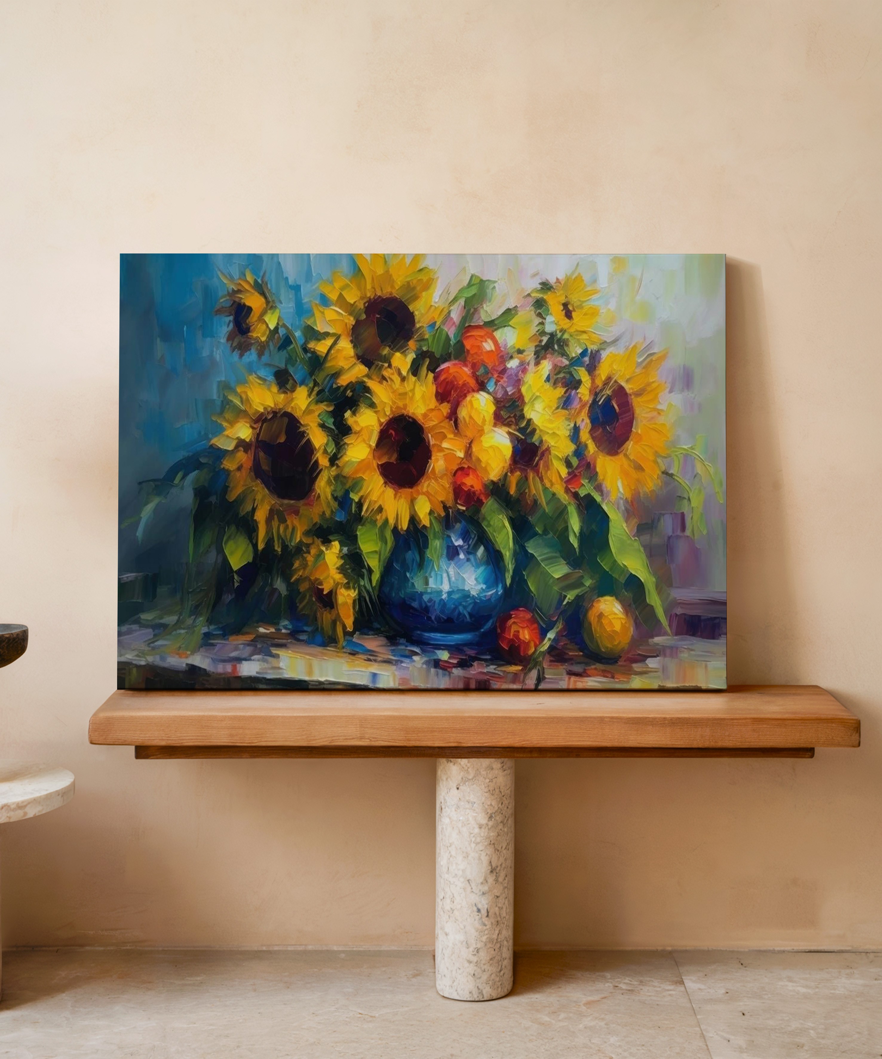 Güneşe Dönenler | Yağlı Boya Dokulu Canvas Baskı