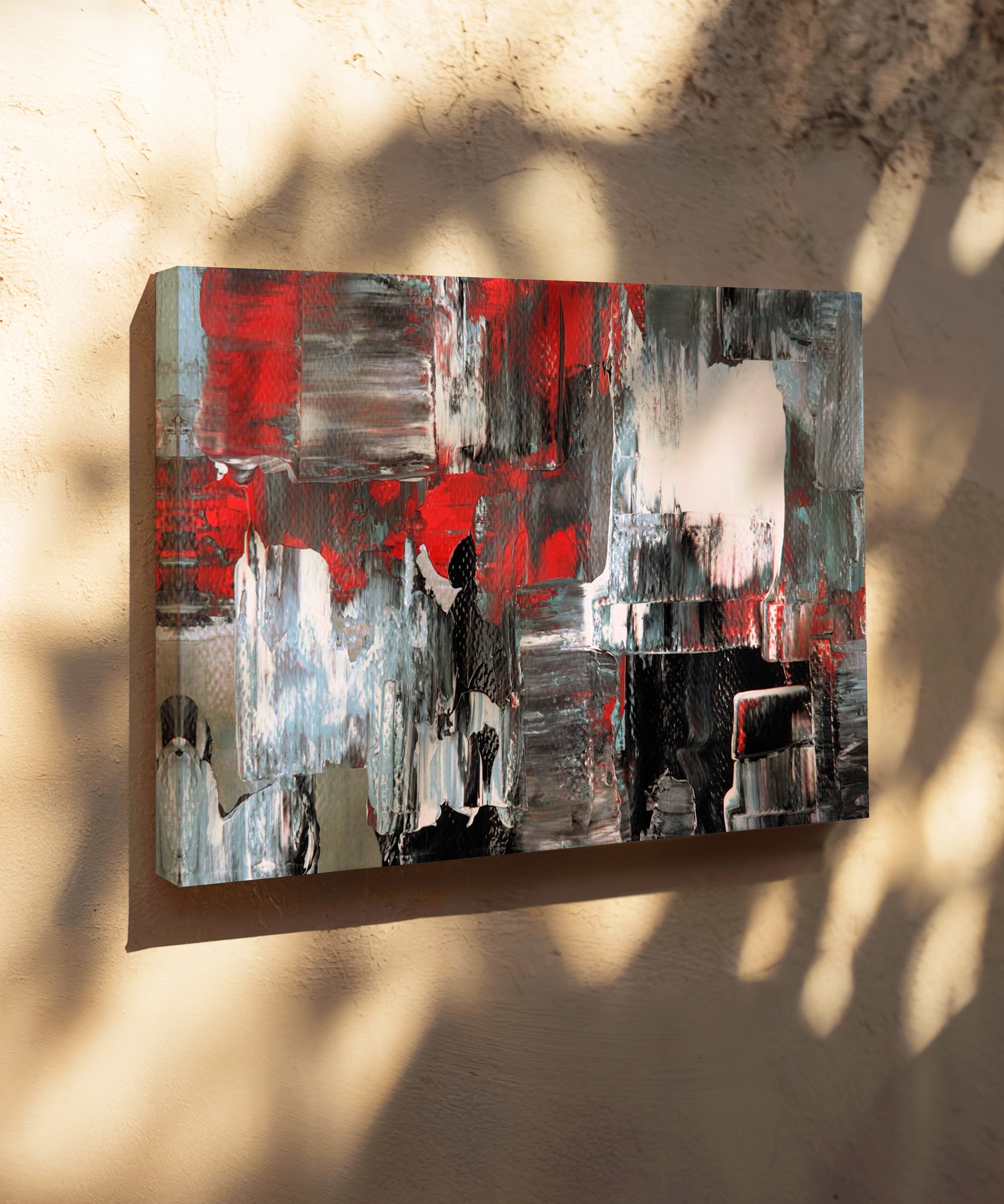 Kırmızılı Vurgu | Yağlıboya dokulu canvas baskı