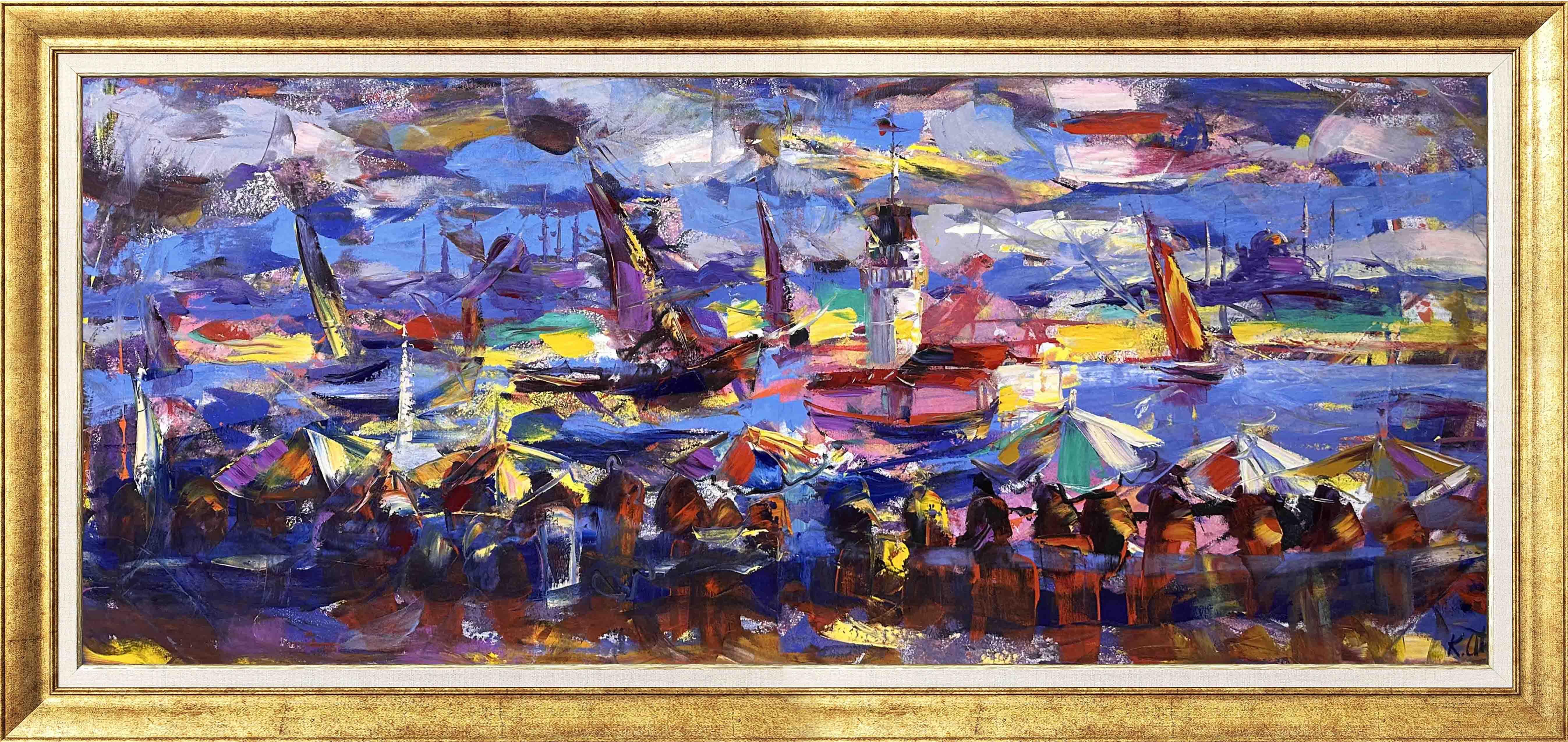 Kız Kulesi ve Renklerin Dansı | Yağlı Boya Tablo 