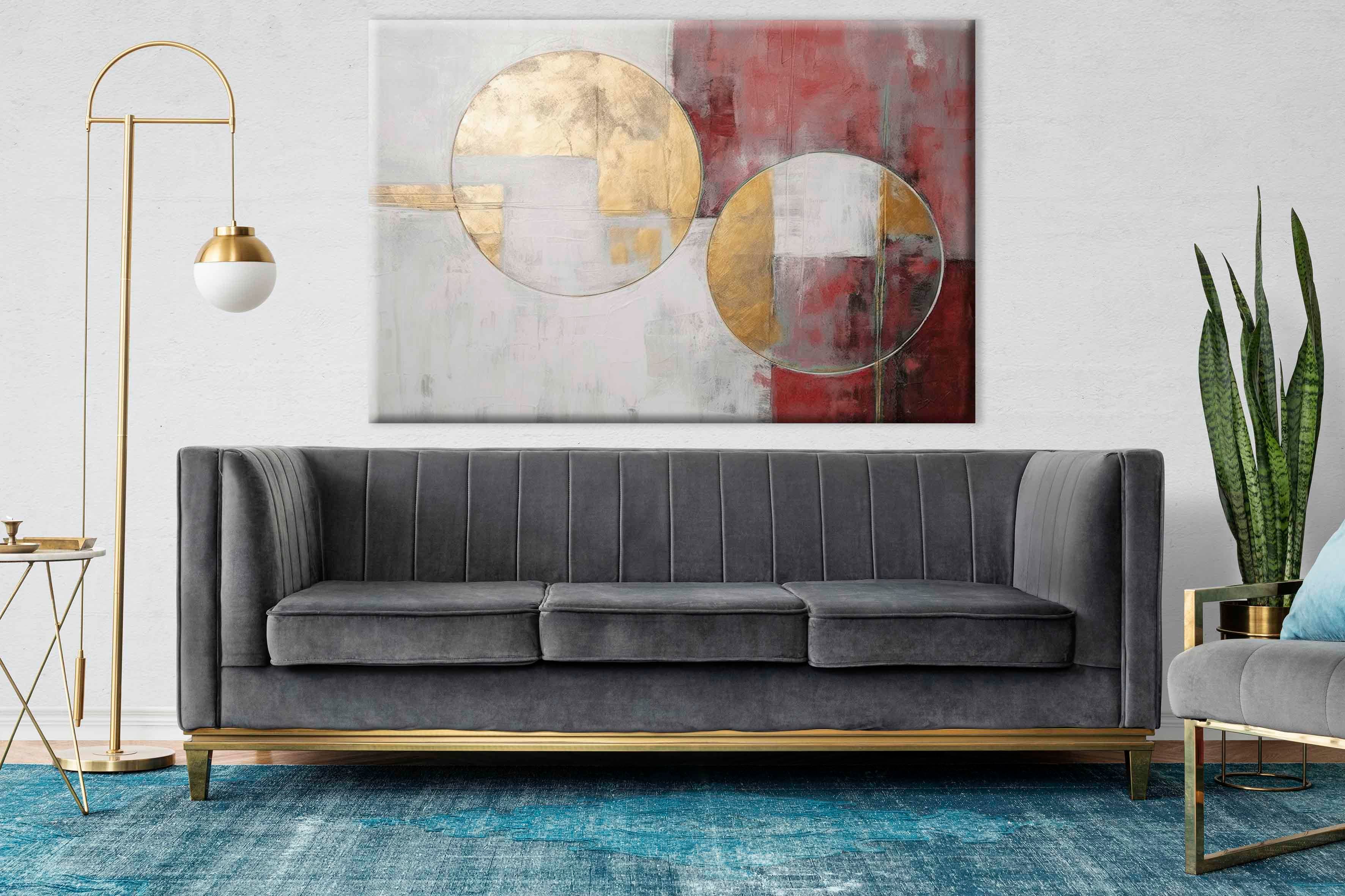 Lux Kırmızı-Gold 6 | Yağlıboya dokulu canvas baskı