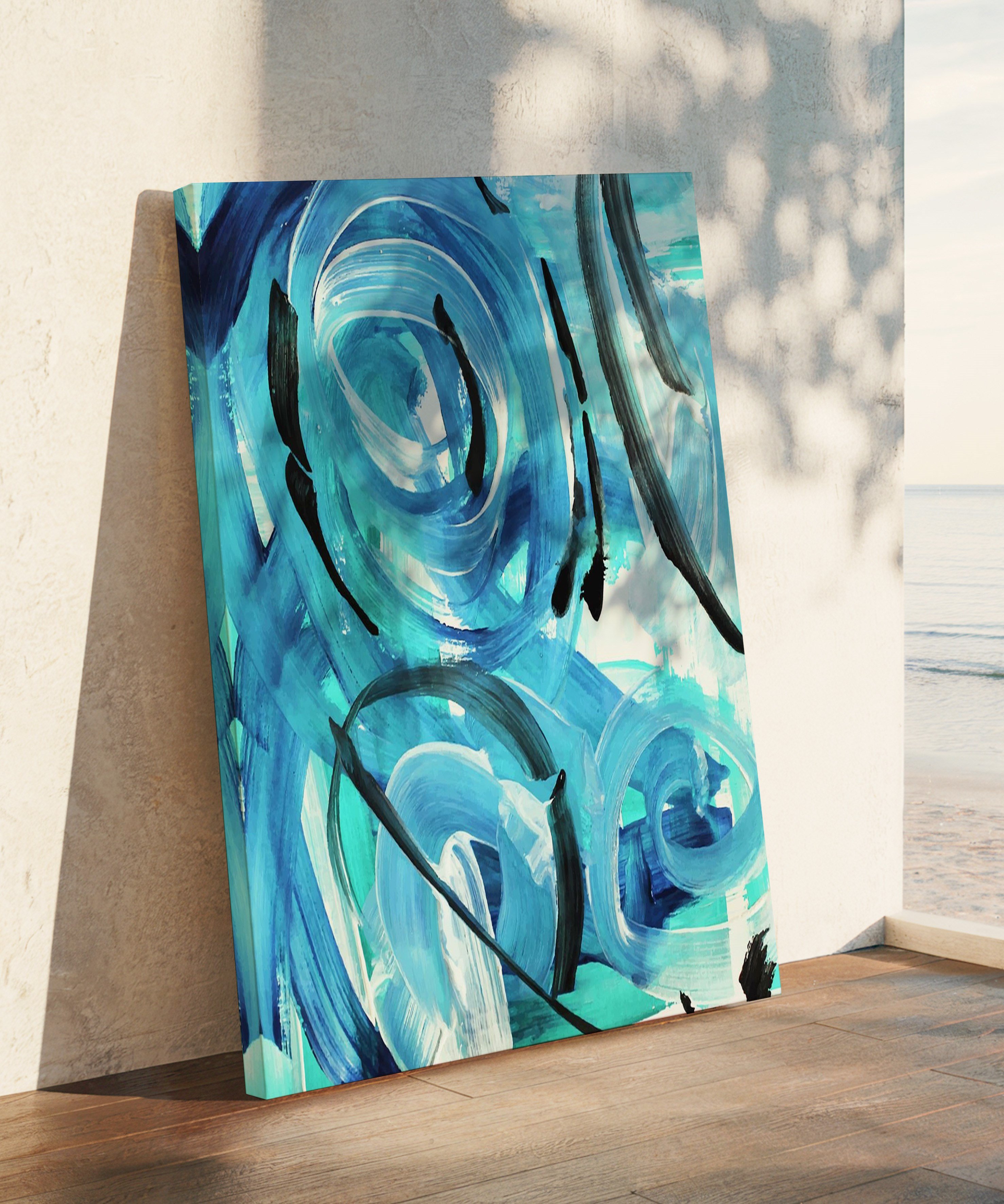 Mavi Damla | Yağlı Boya Dokulu Canvas Baskı