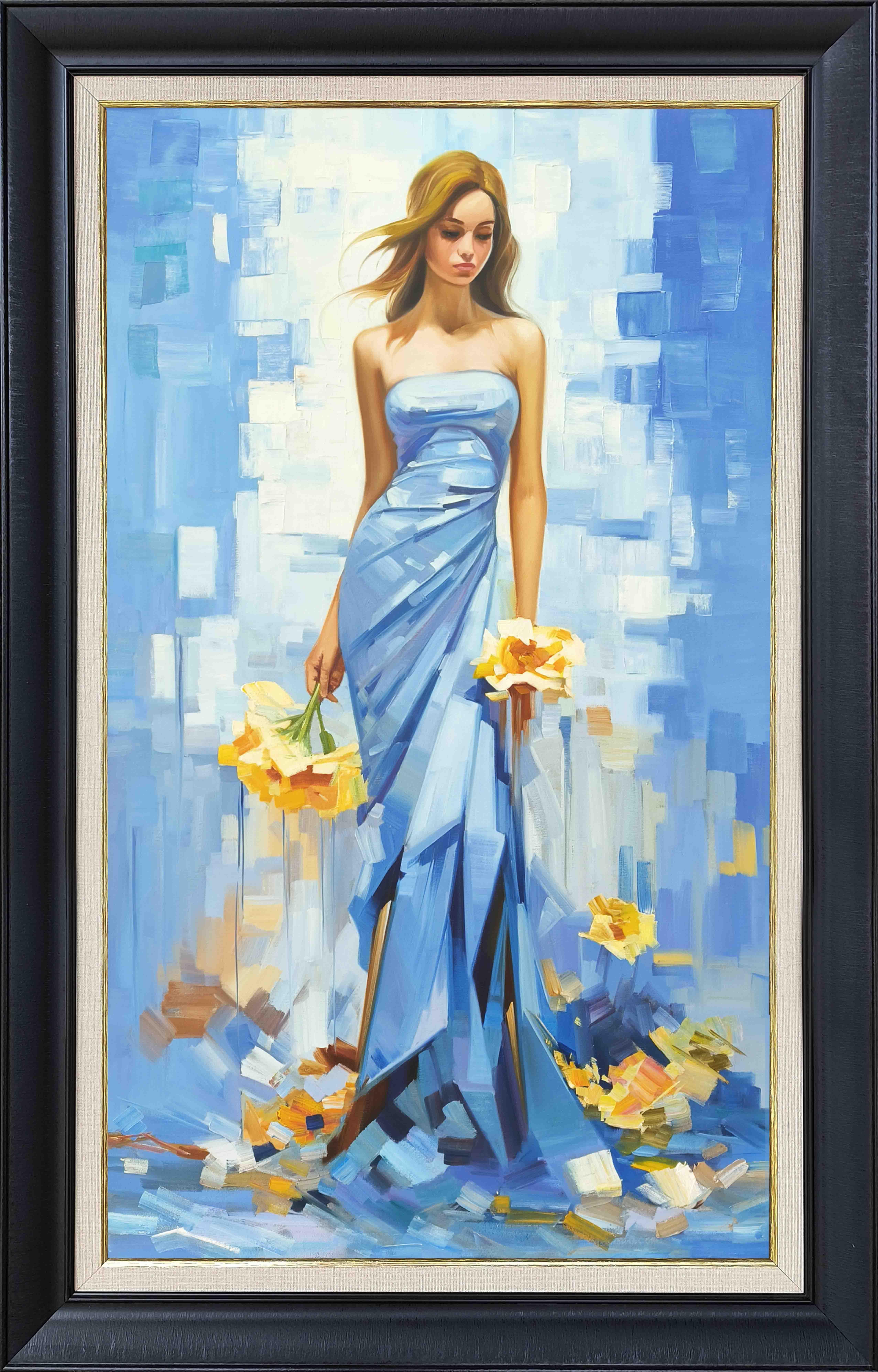 Mavi elbiseli güzel | Yağlı Boya Tablo