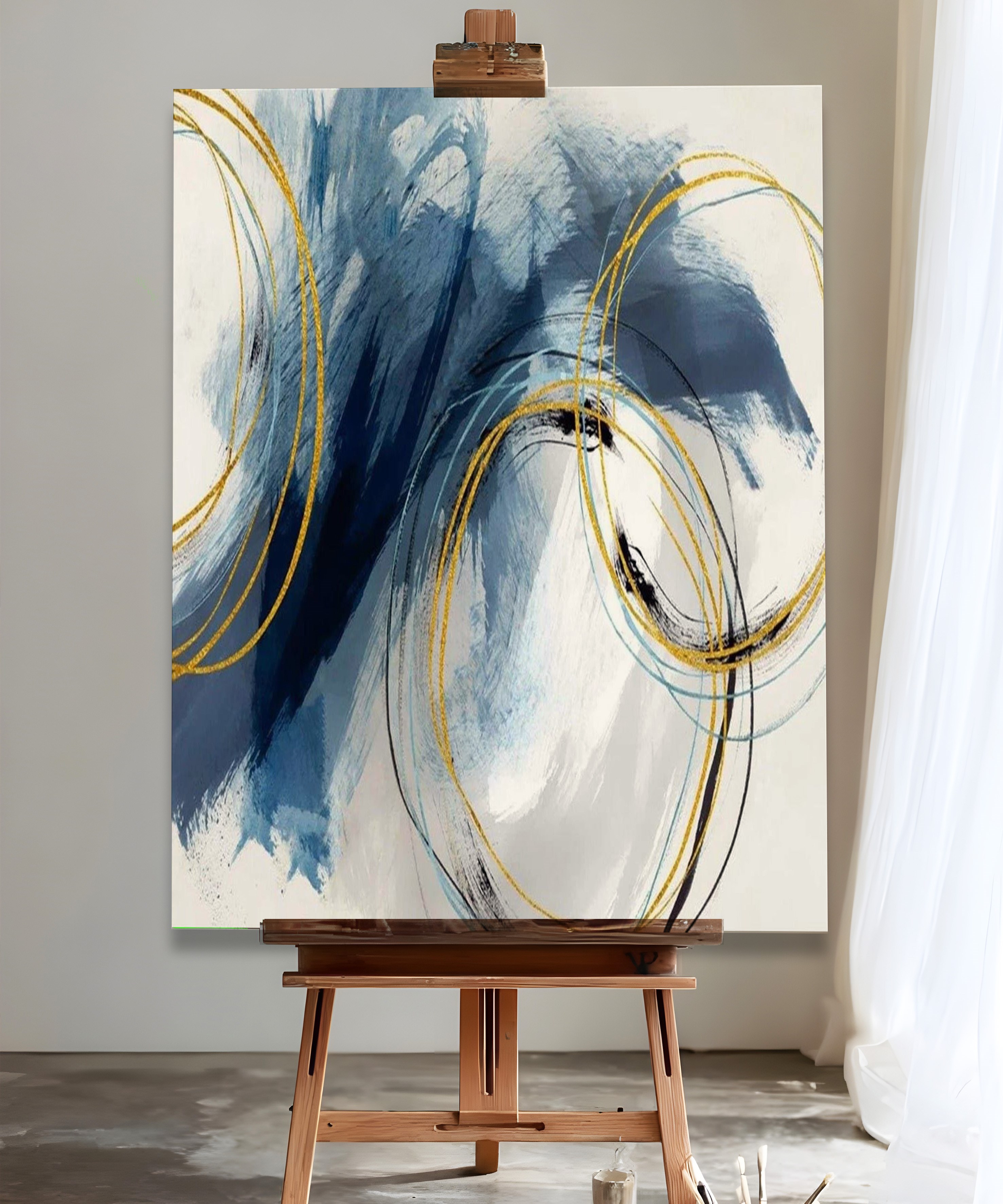 Mavi Fırça | Yağlı Boya Dokulu Canvas Baskı