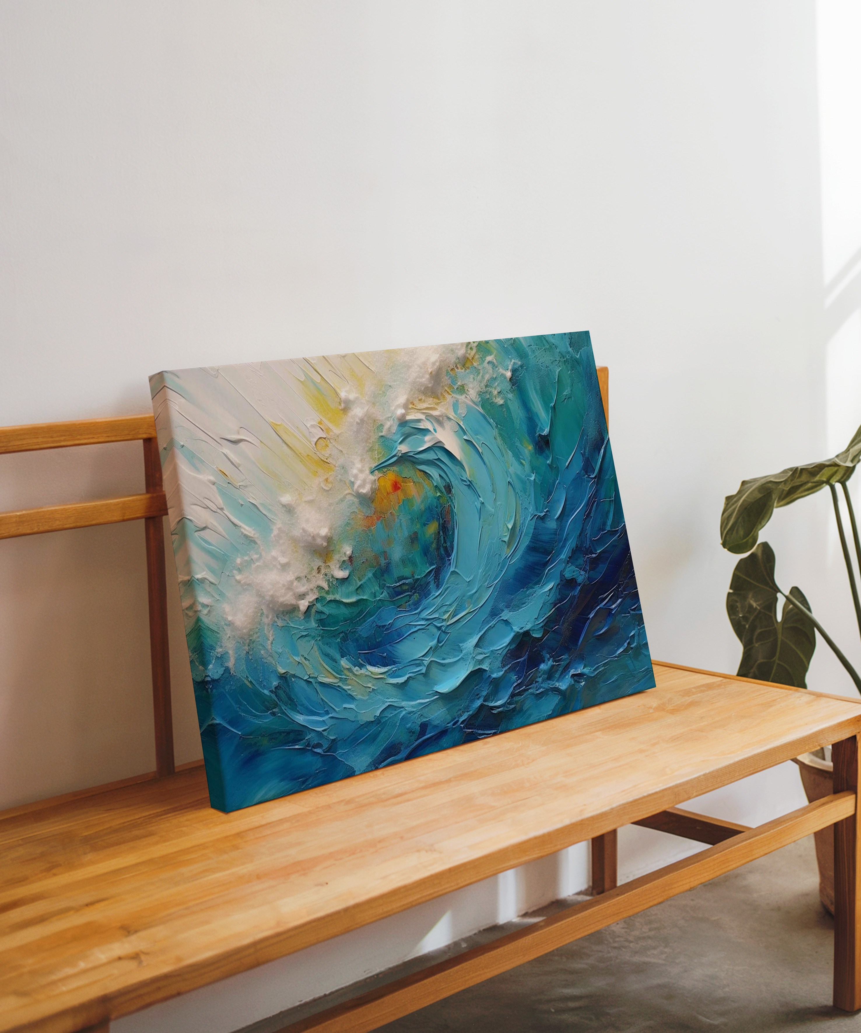 Mavi Fırtına | Yağlı Boya Dokulu Canvas Baskı