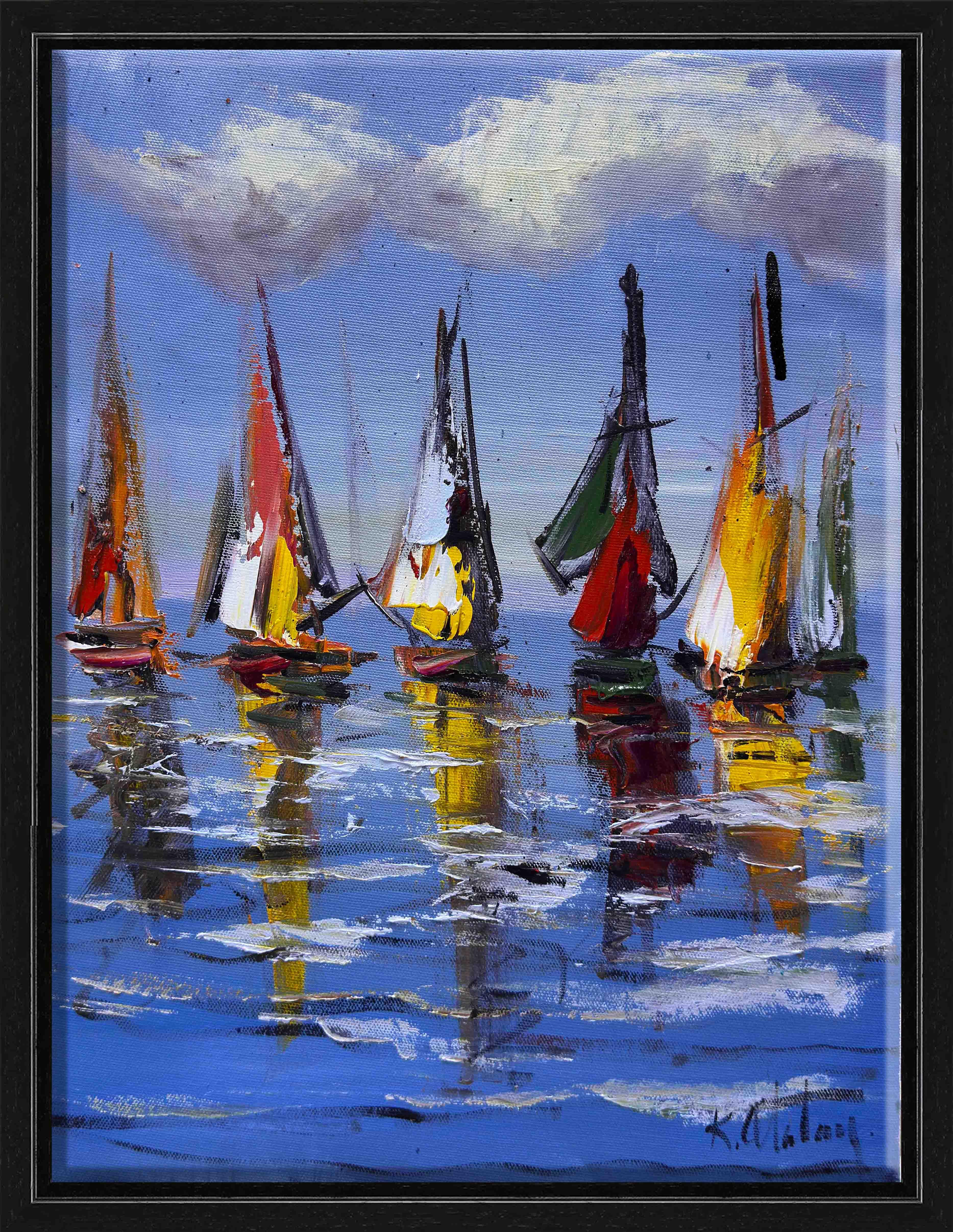 Mavi Ufukta Yelkenliler | Yağlı Boya Tablo