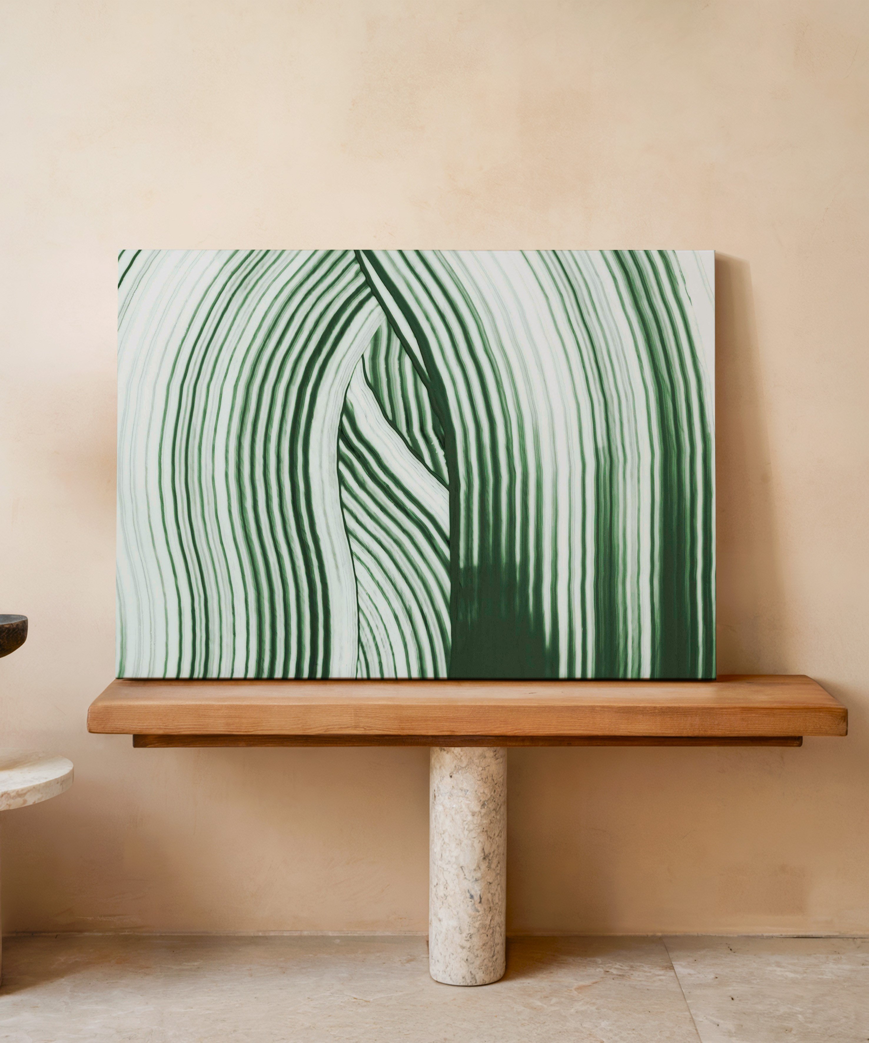 Minimal Soyut Yeşil | Yağlıboya dokulu canvas baskı
