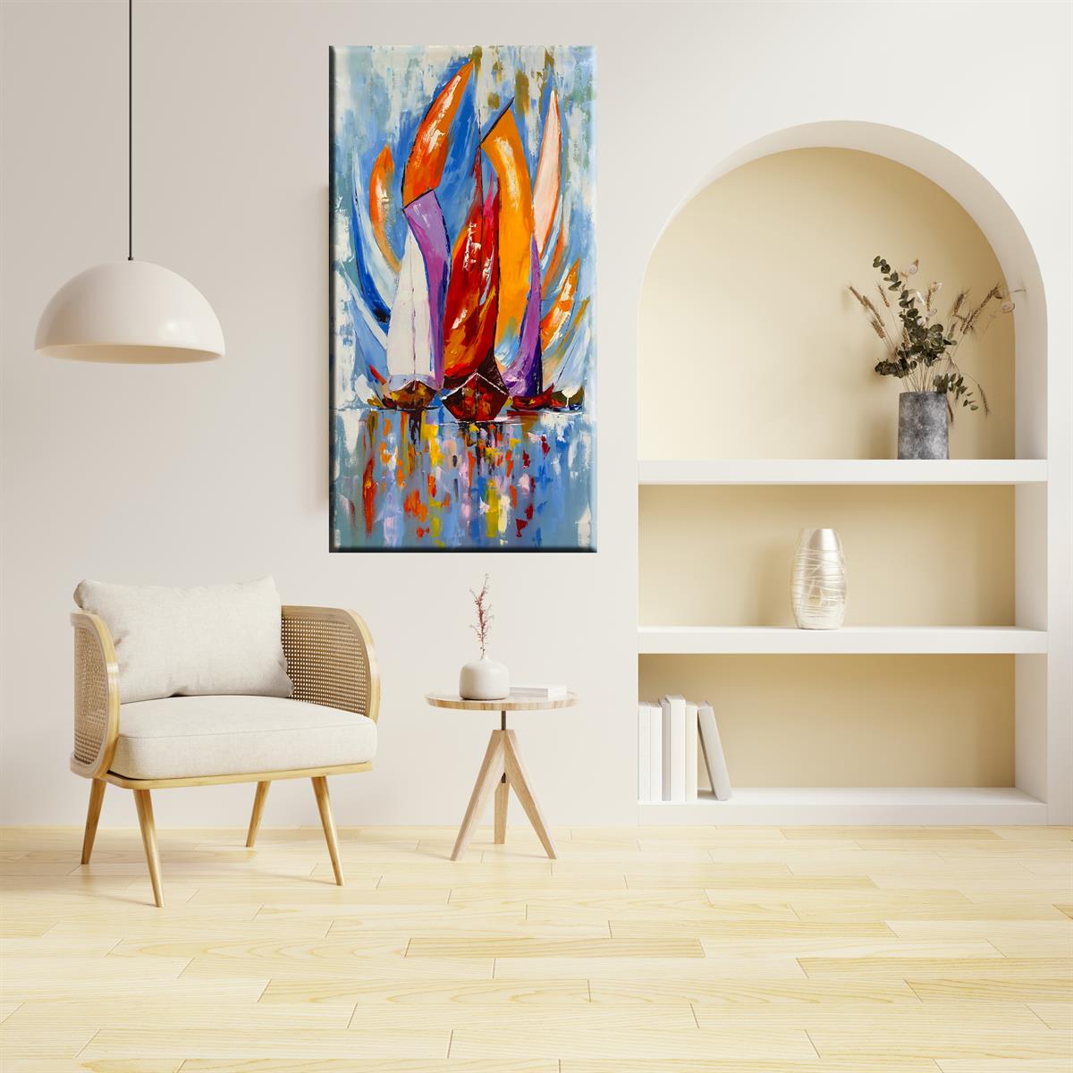 MODERN SİPARİŞ YAĞLI BOYA TABLOLARYelken Turunç | Yağlı Boya Tablo | kozaart galeri