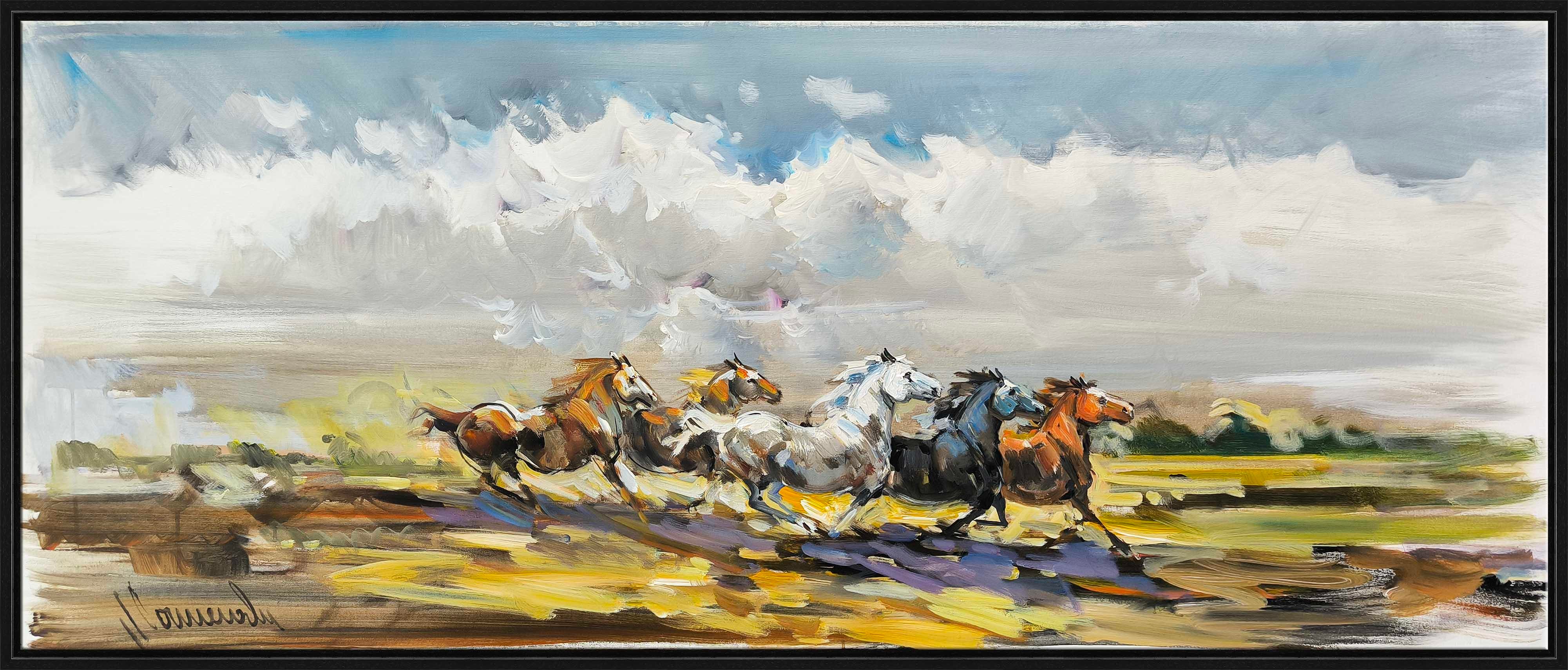 Özgürlüğe Koşan Atlar | Yağlı Boya Tablo