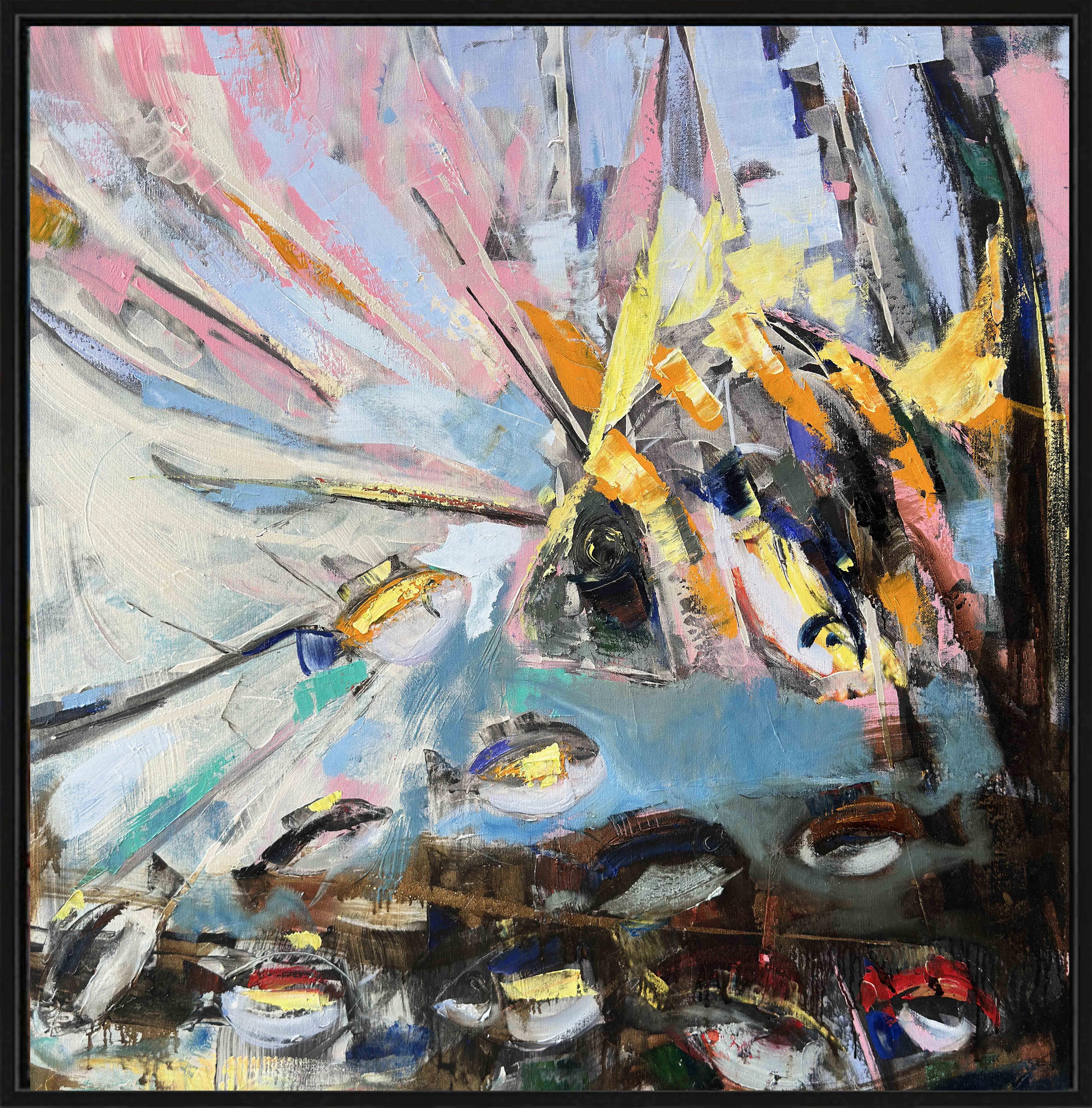 Pembe balık ağı | Yağlı Boya Tablo