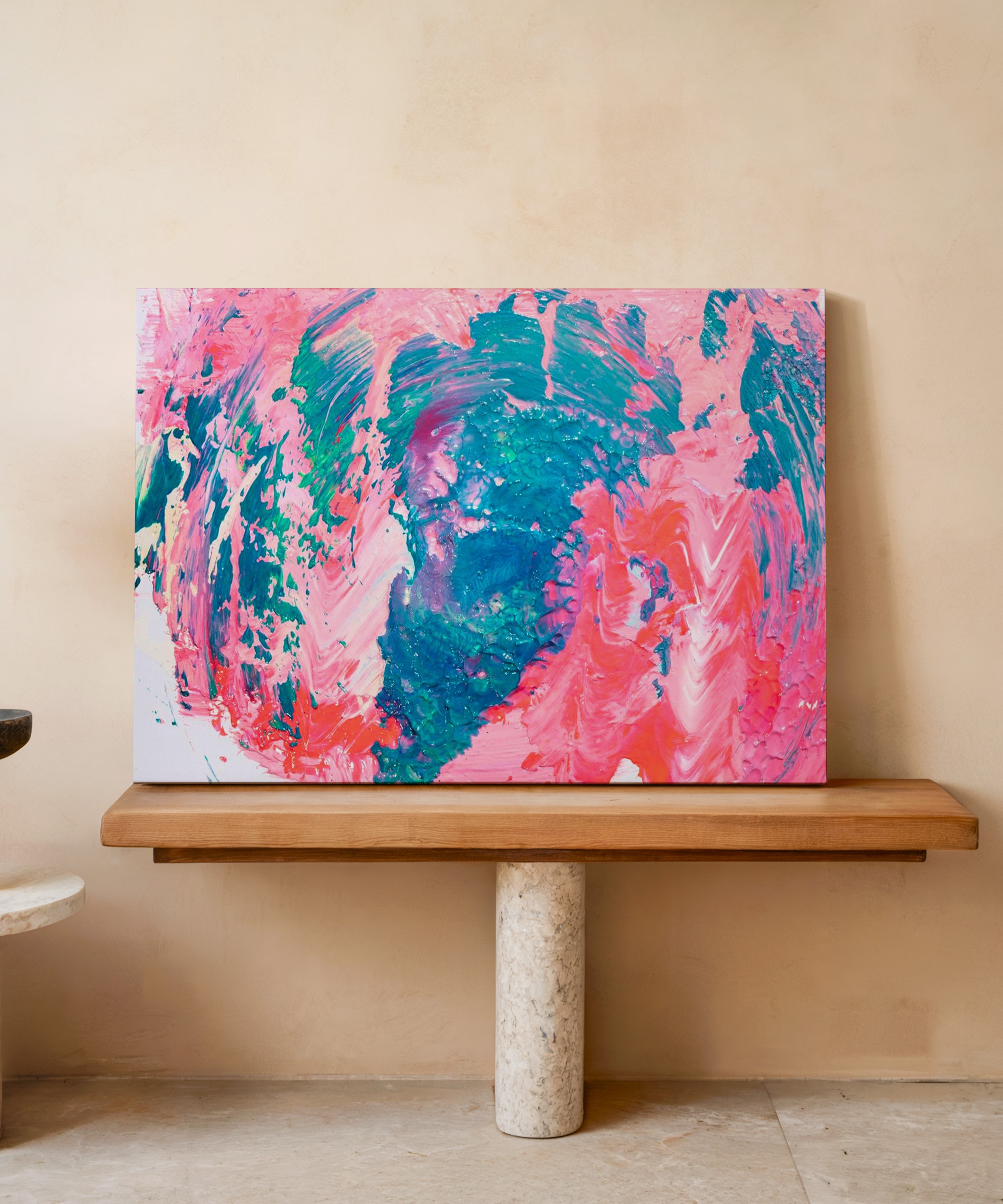 Pembe Mavi | Yağlıboya dokulu canvas baskı