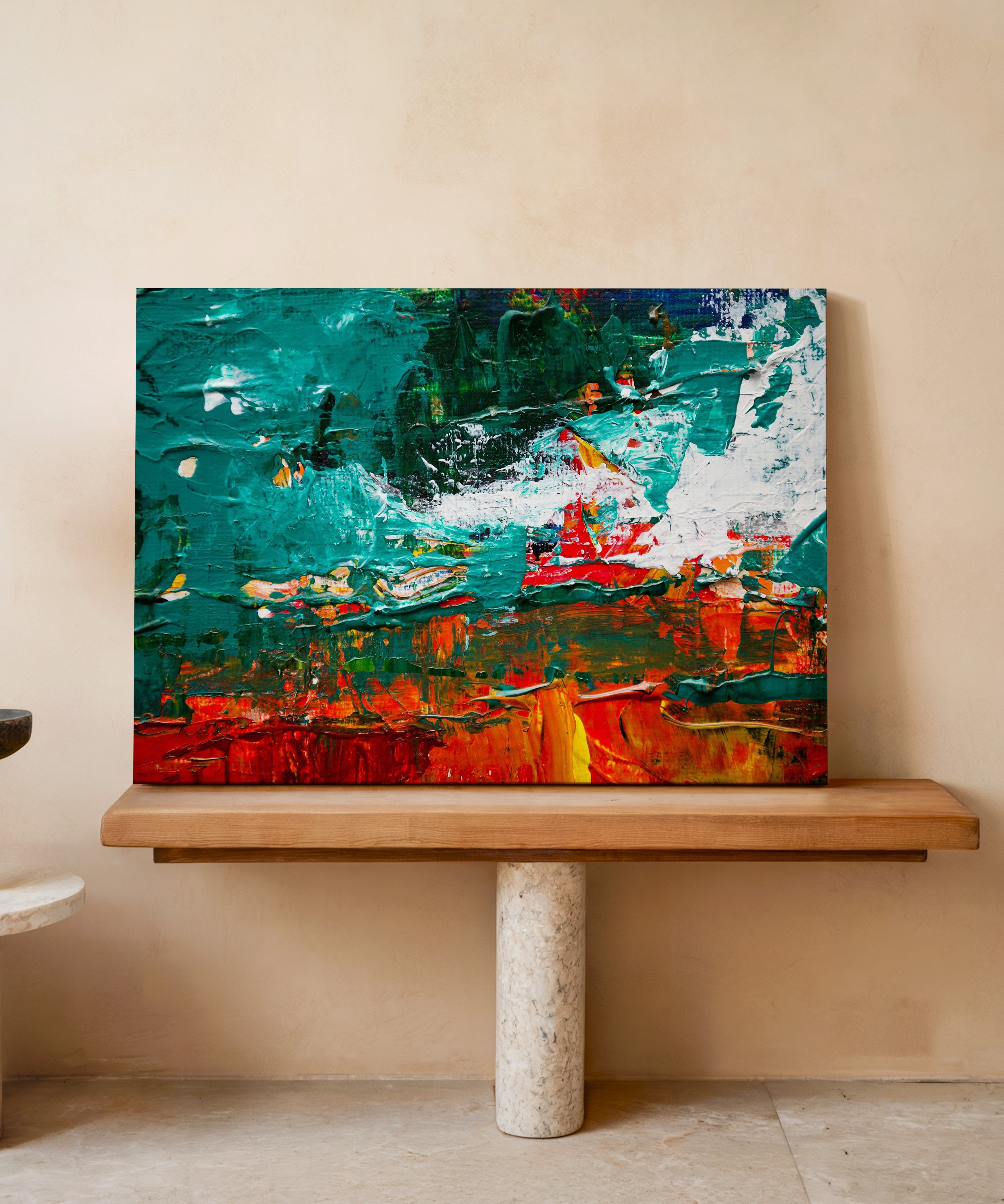 Renklerin Çarpışması | Yağlı Boya Dokulu Canvas Baskı
