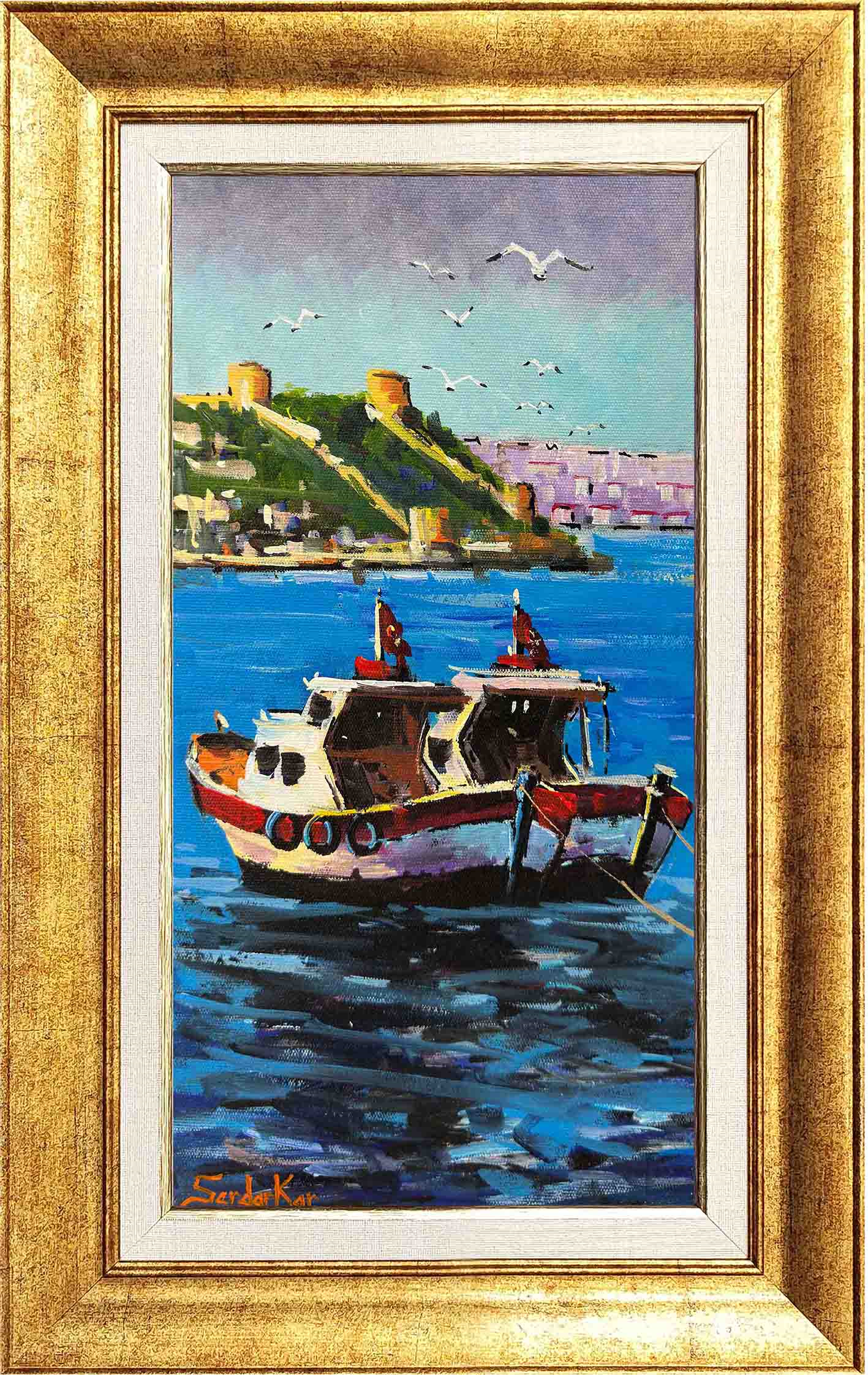 Sandallar ve Güvercinler | Yağlı Boya Tablo 