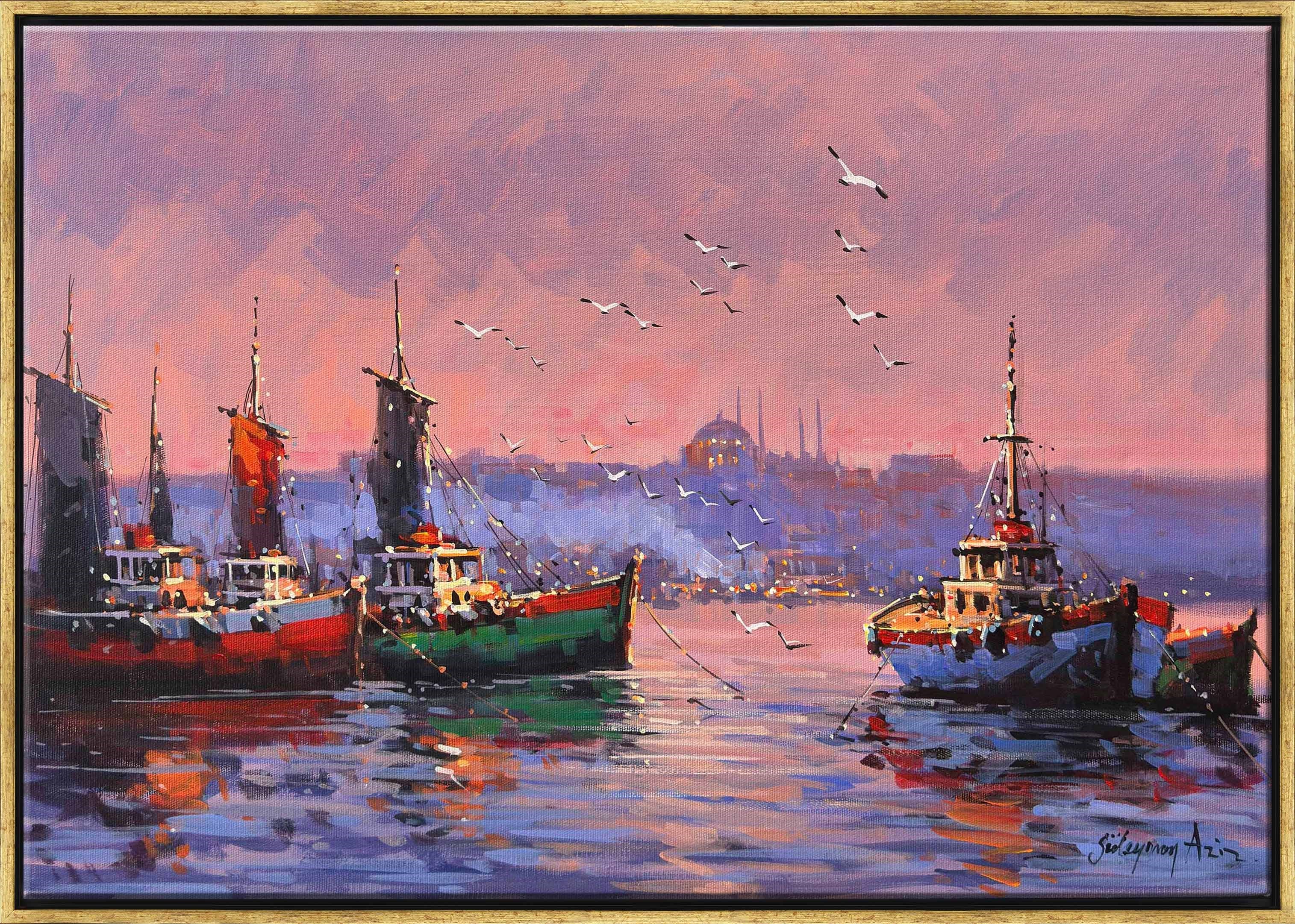 Sandallar ve Güvercinler | Yağlı Boya Tablo