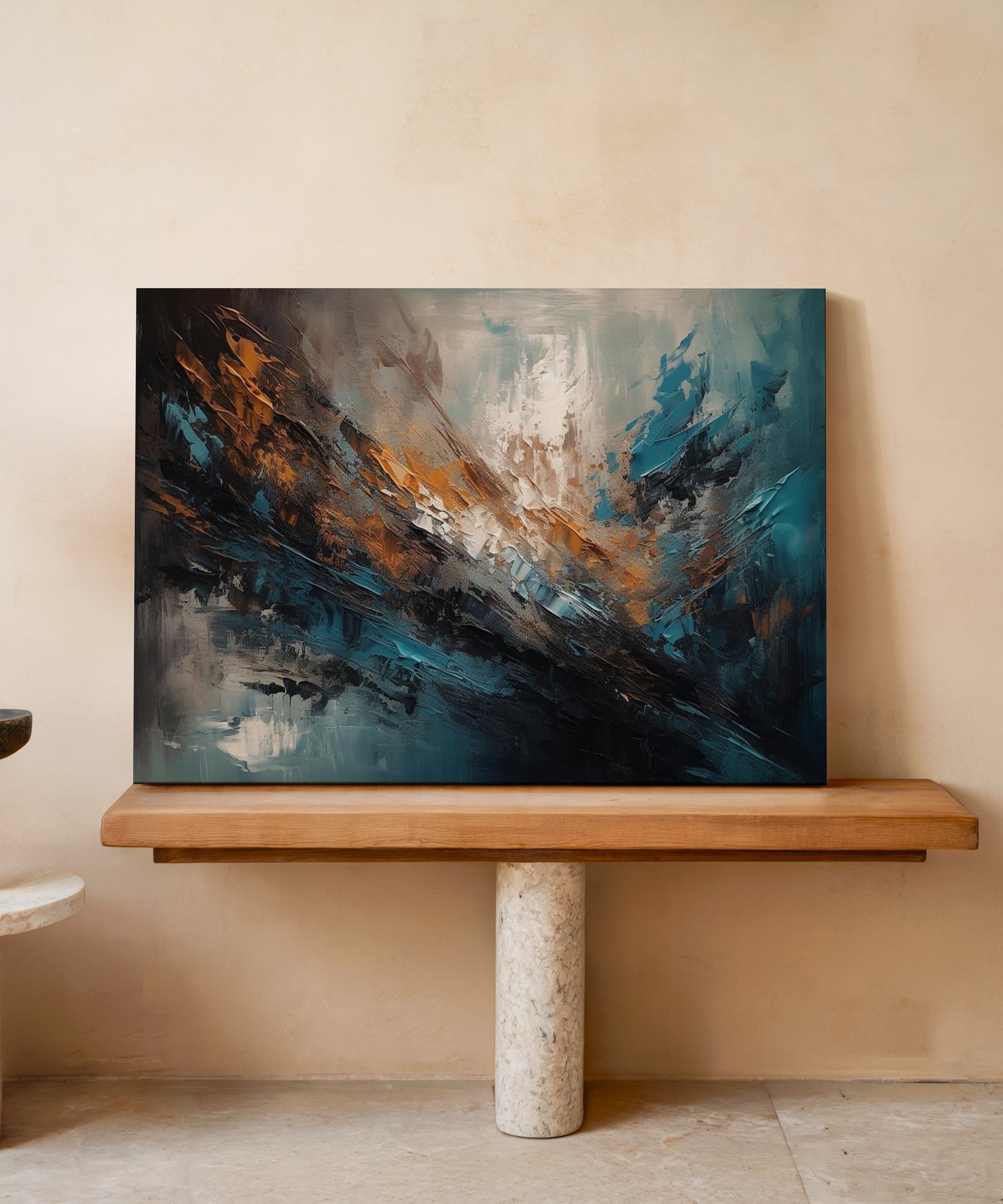 Sıcak ve Soğuğun Dansı | Yağlı Boya Dokulu Canvas Baskı