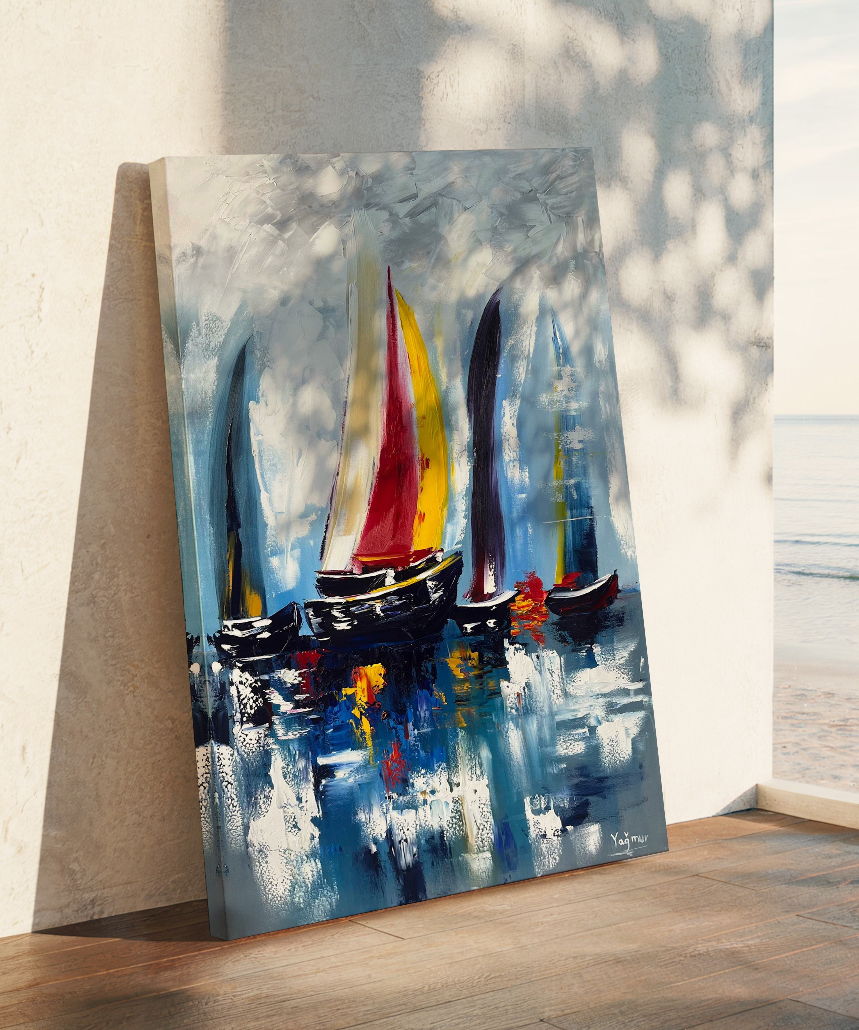 Ufka Yolculuk | Yağlı Boya Dokulu Canvas Baskı