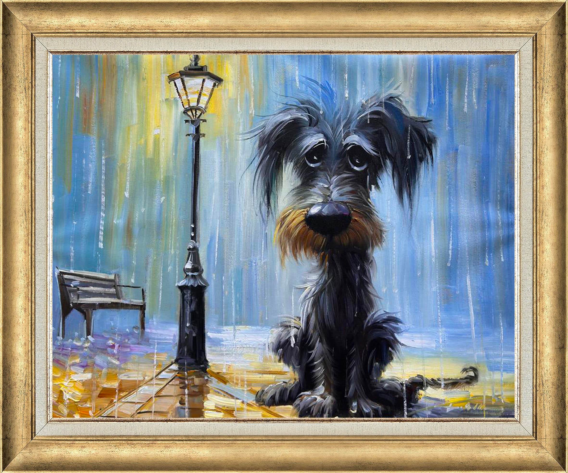 Yağmura Yakalanan Köpek -Yağlı Boya Tablo
