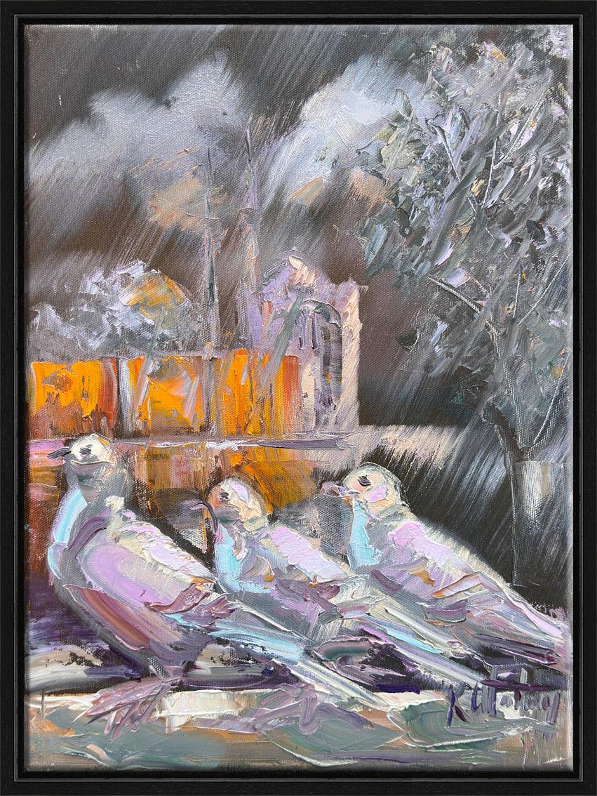 Yağmurdaki Kuşlar | Yağlı Boya Tablo