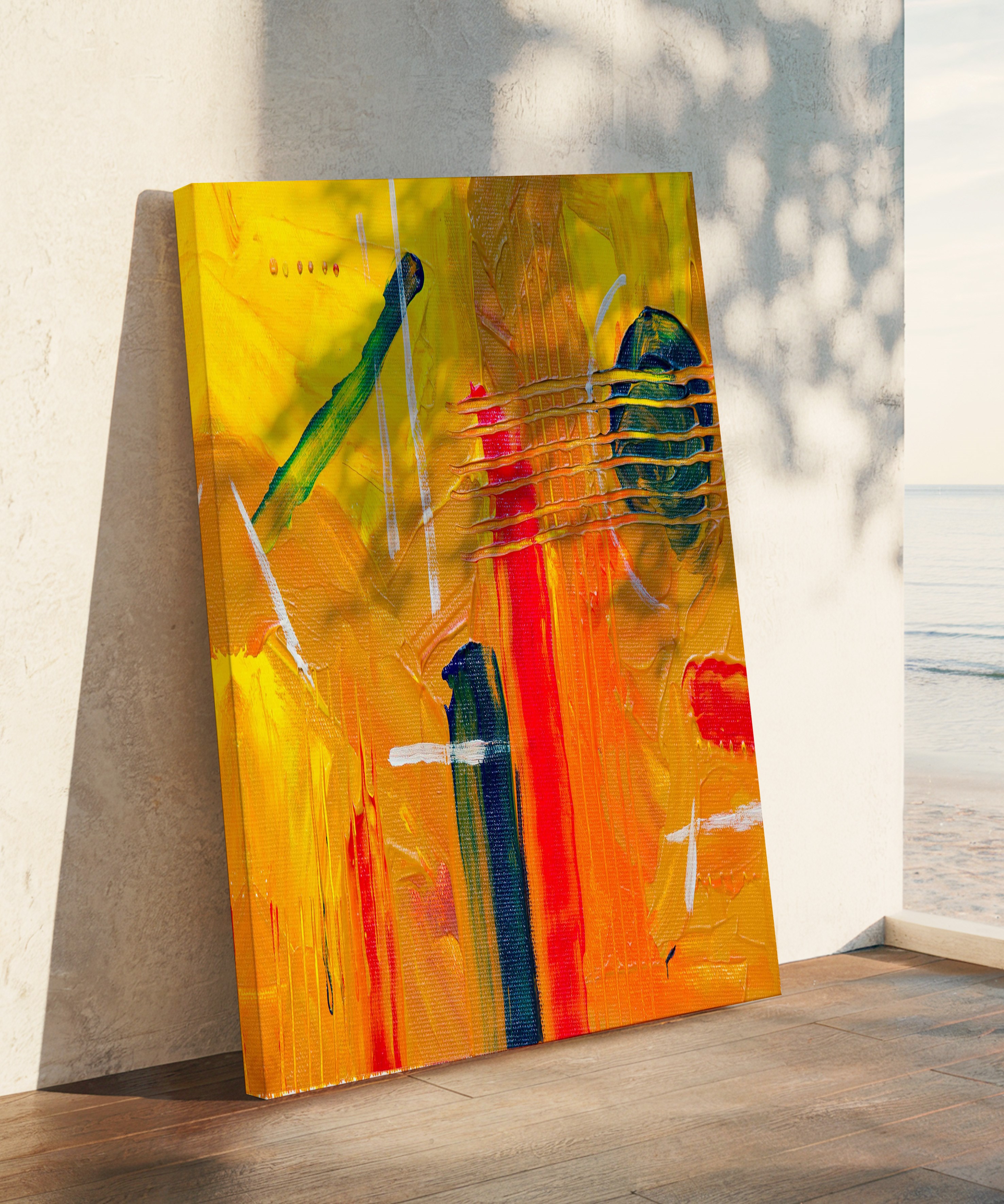 Yellow Brush  | Yağlıboya dokulu canvas baskı