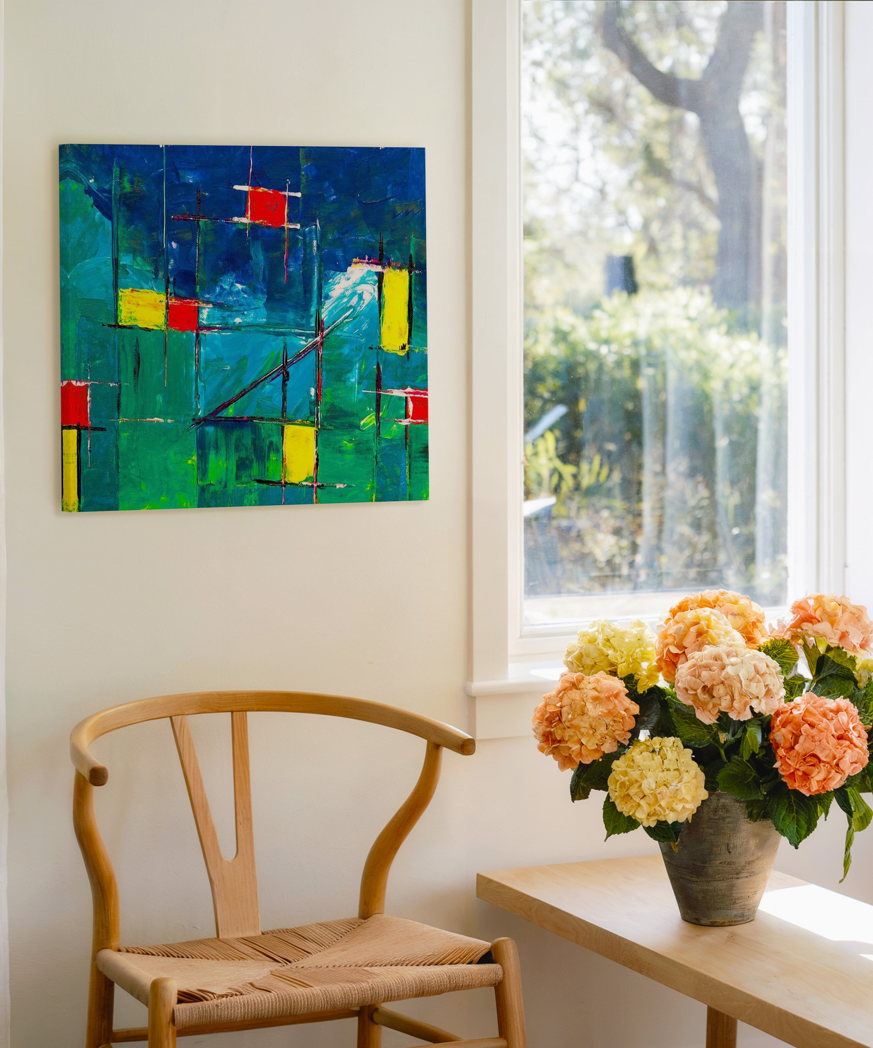 Yeşil mavi | Yağlıboya dokulu canvas baskı