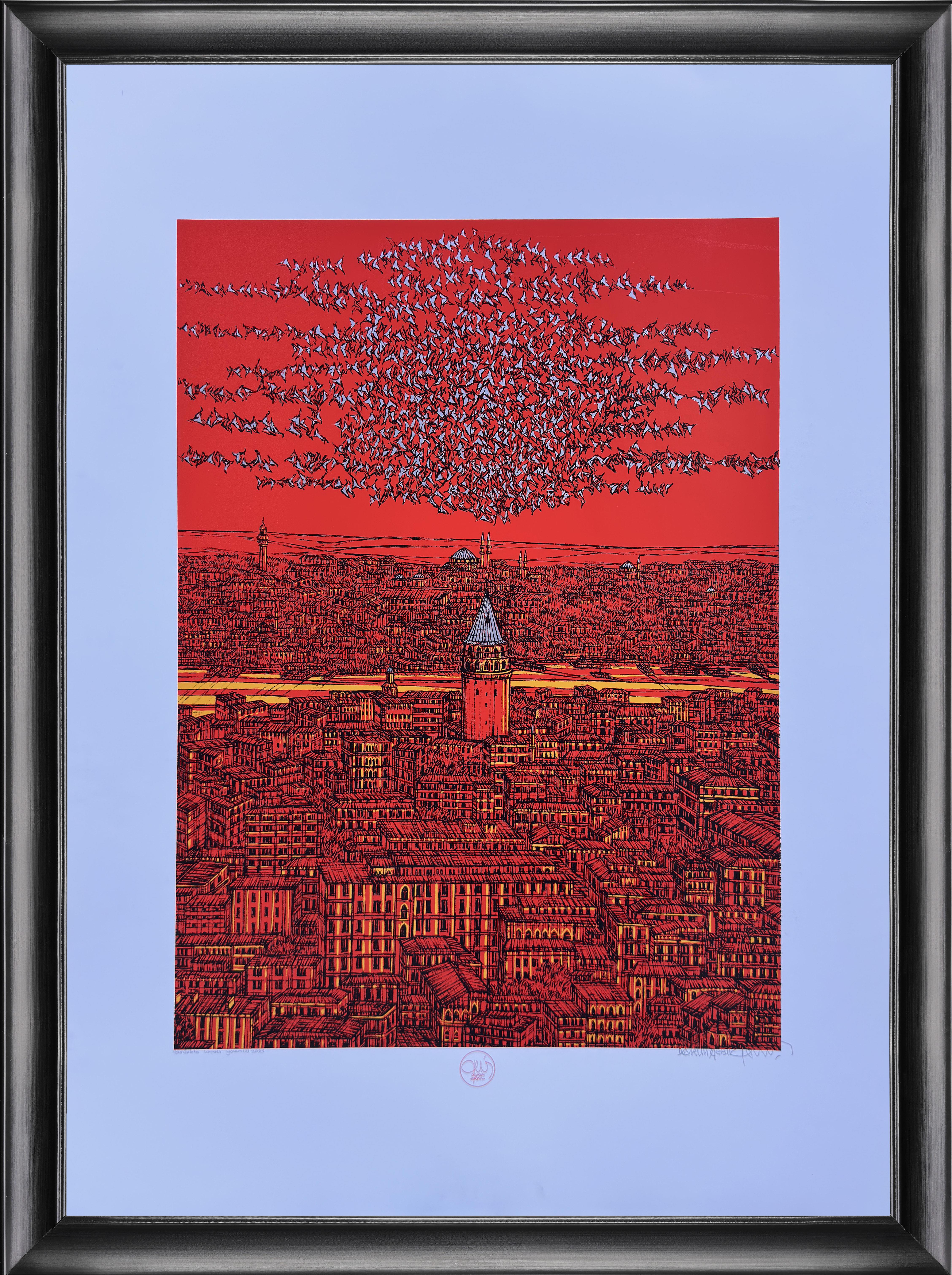  Galata Kırmızı Yorum (İ) 2025 4/25 | DEVRİM ERBİL SERİGRAFİ BASKI