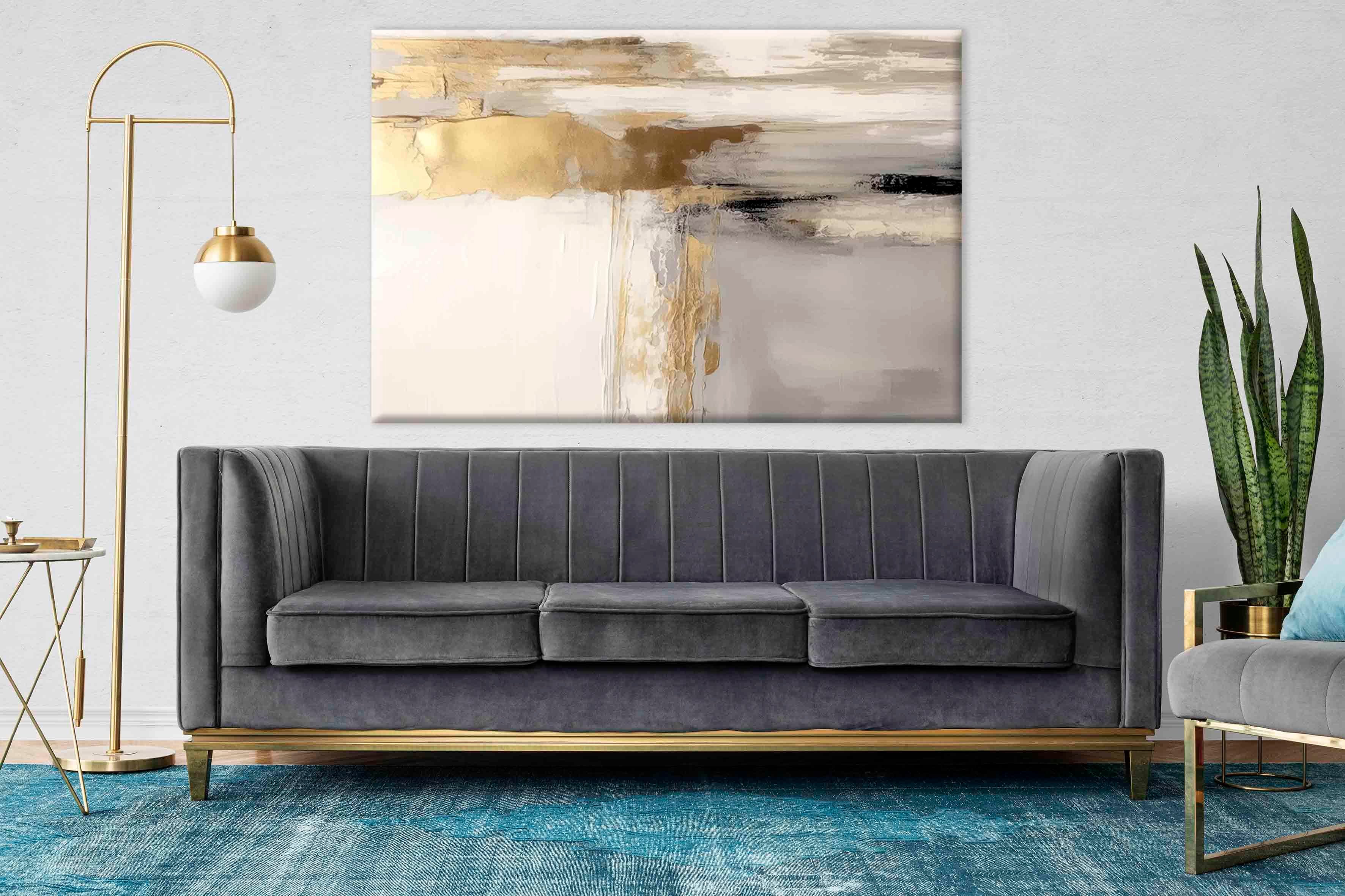 Altın Soyut Sanat | Yağlıboya dokulu canvas baskı