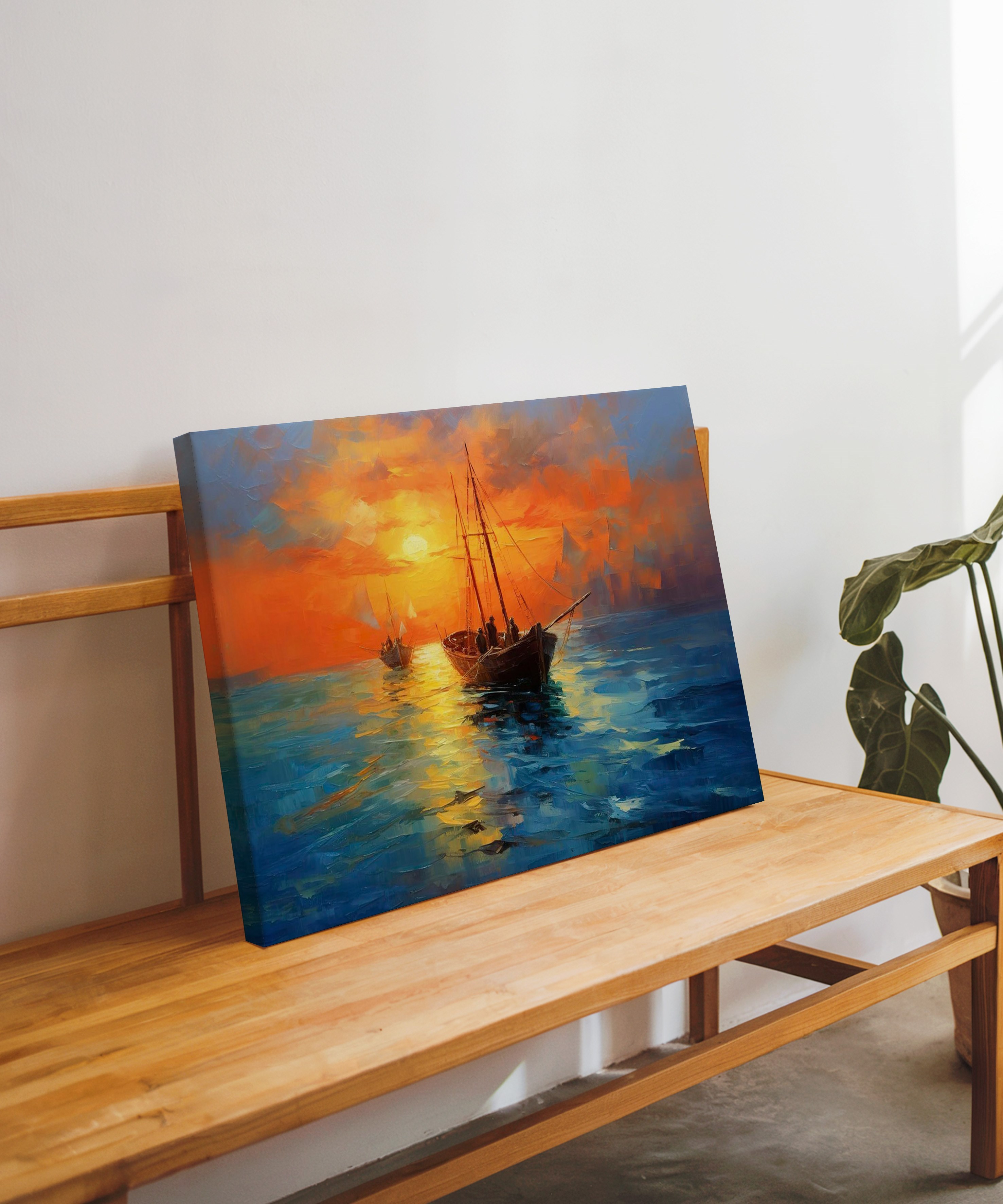 Altın Ufka Doğru | Yağlı Boya Dokulu Canvas Baskı
