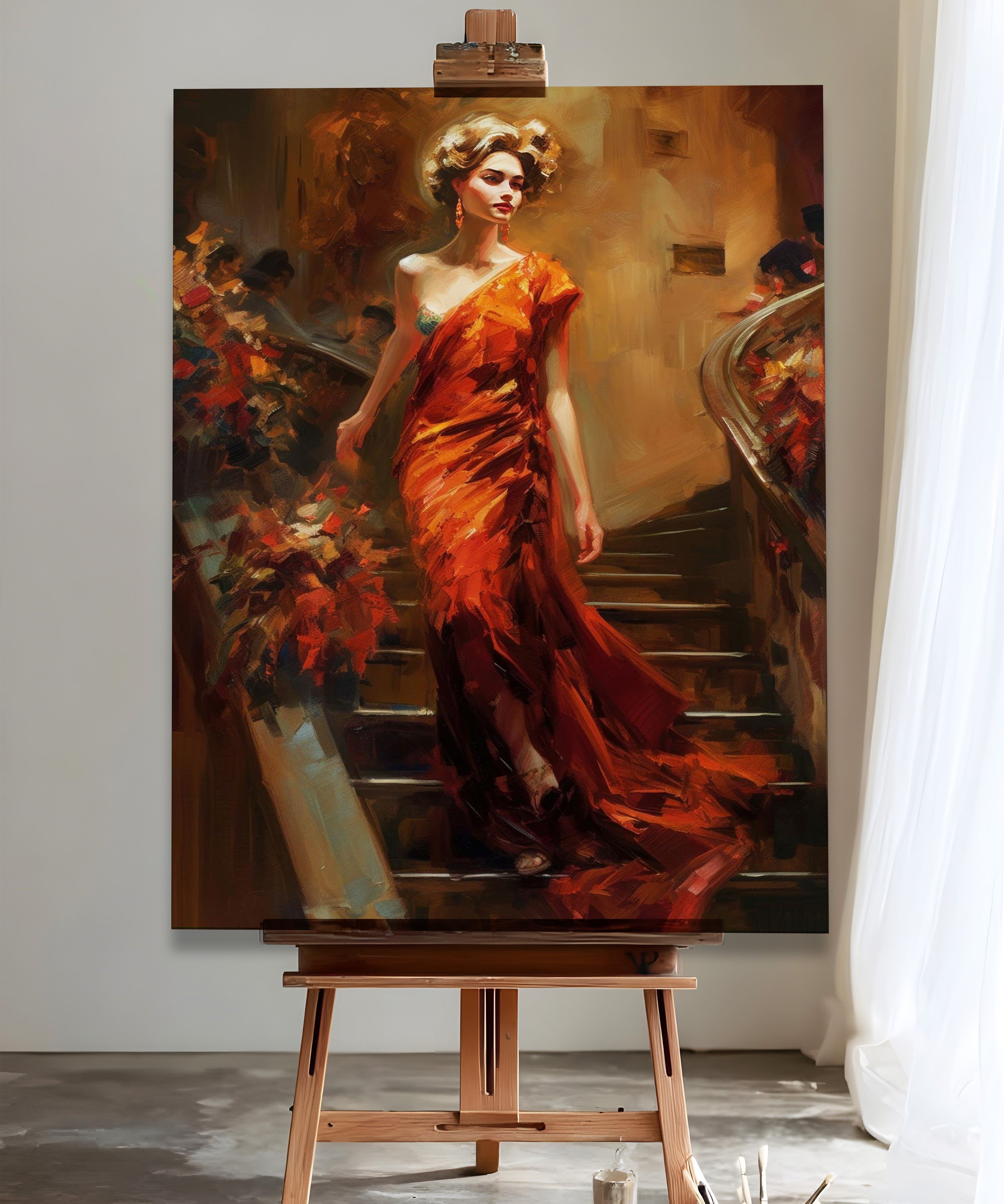 Asil Kırmızı  | Yağlıboya dokulu canvas baskı