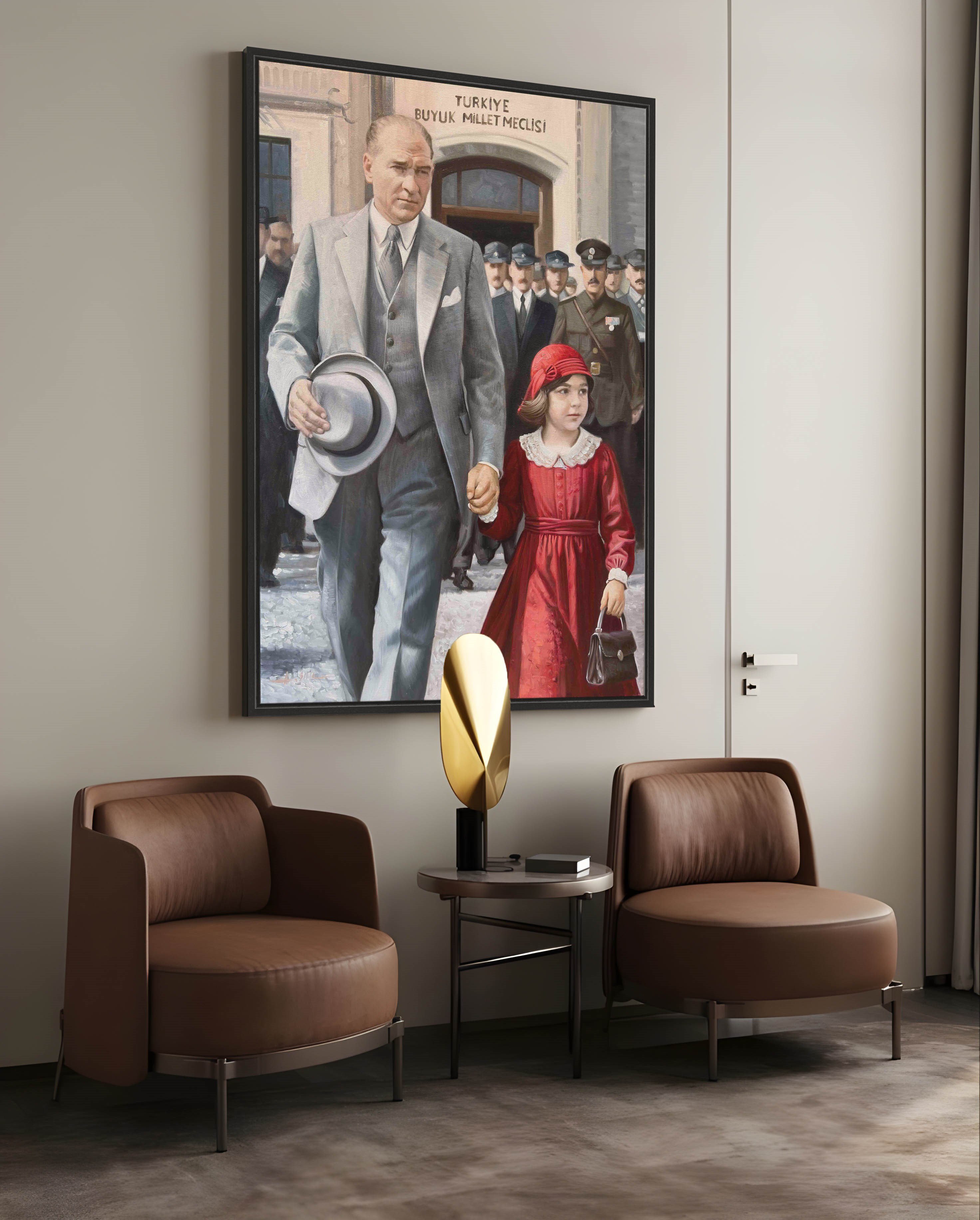 Atatürk'ün Çocuk Sevgisi | Sipariş Yağlı Boya Tablo