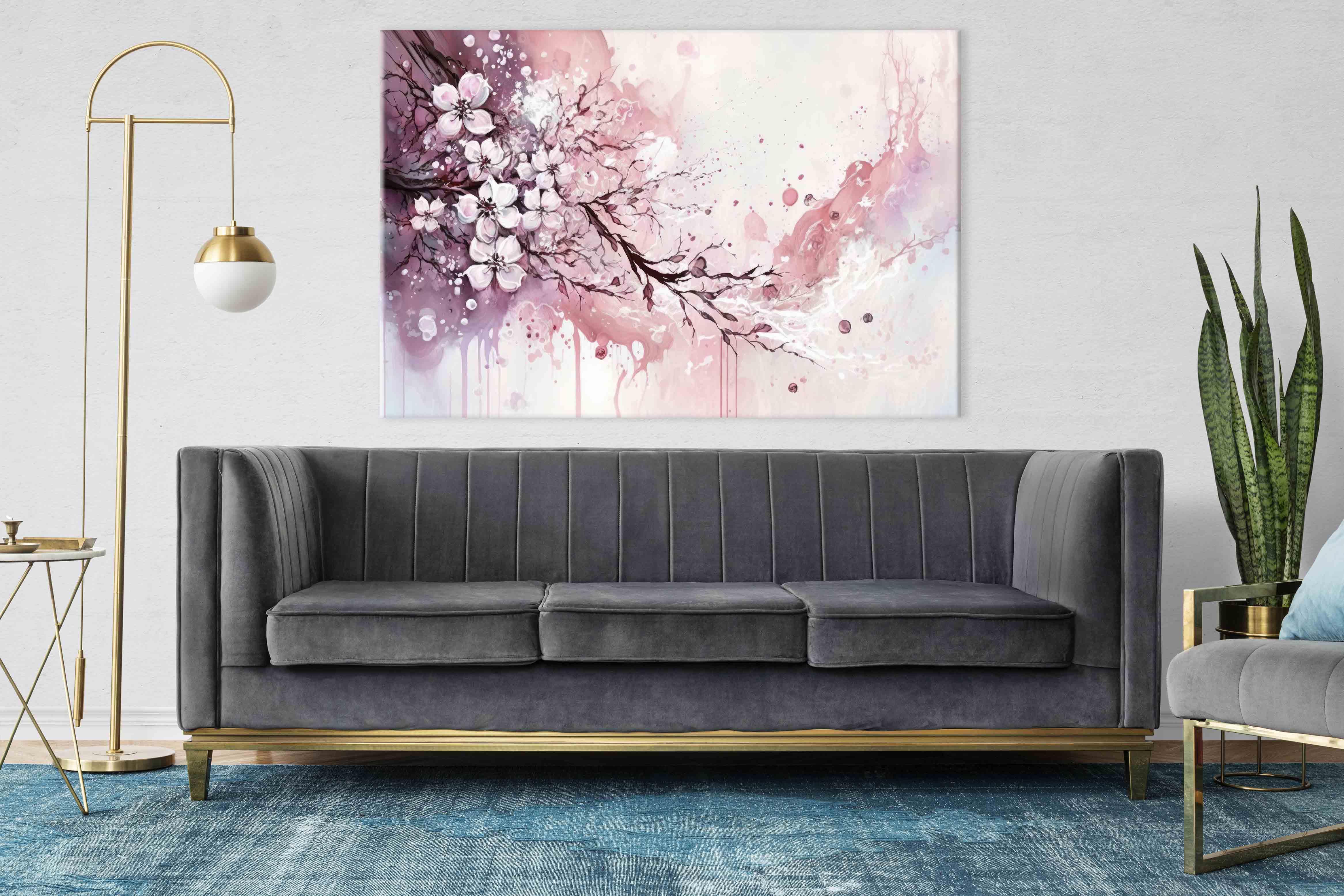 Çiçek Temalı Yağlıboya Dokulu Tablolar