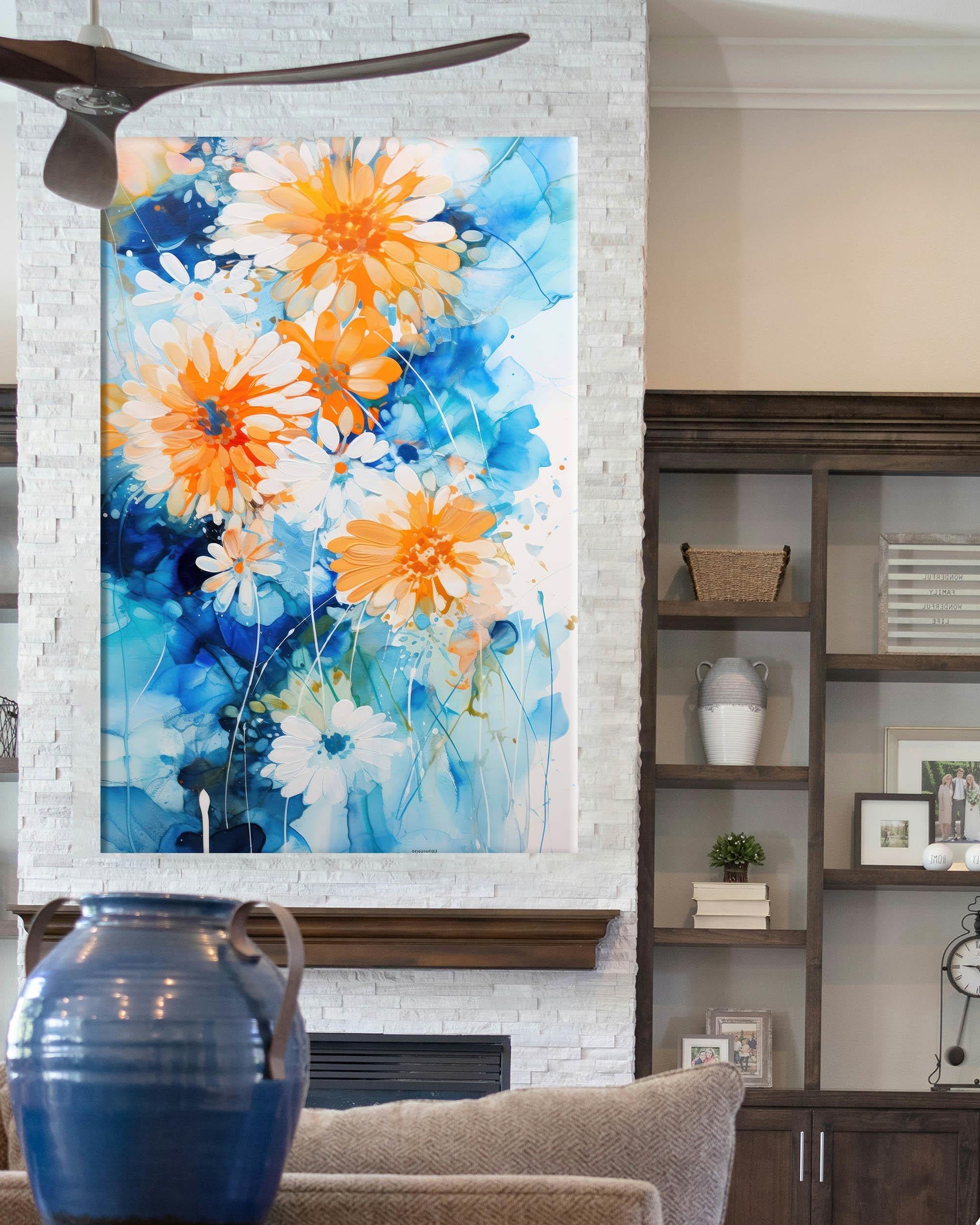 Çiçek Temalı Yağlıboya Dokulu Tablolar