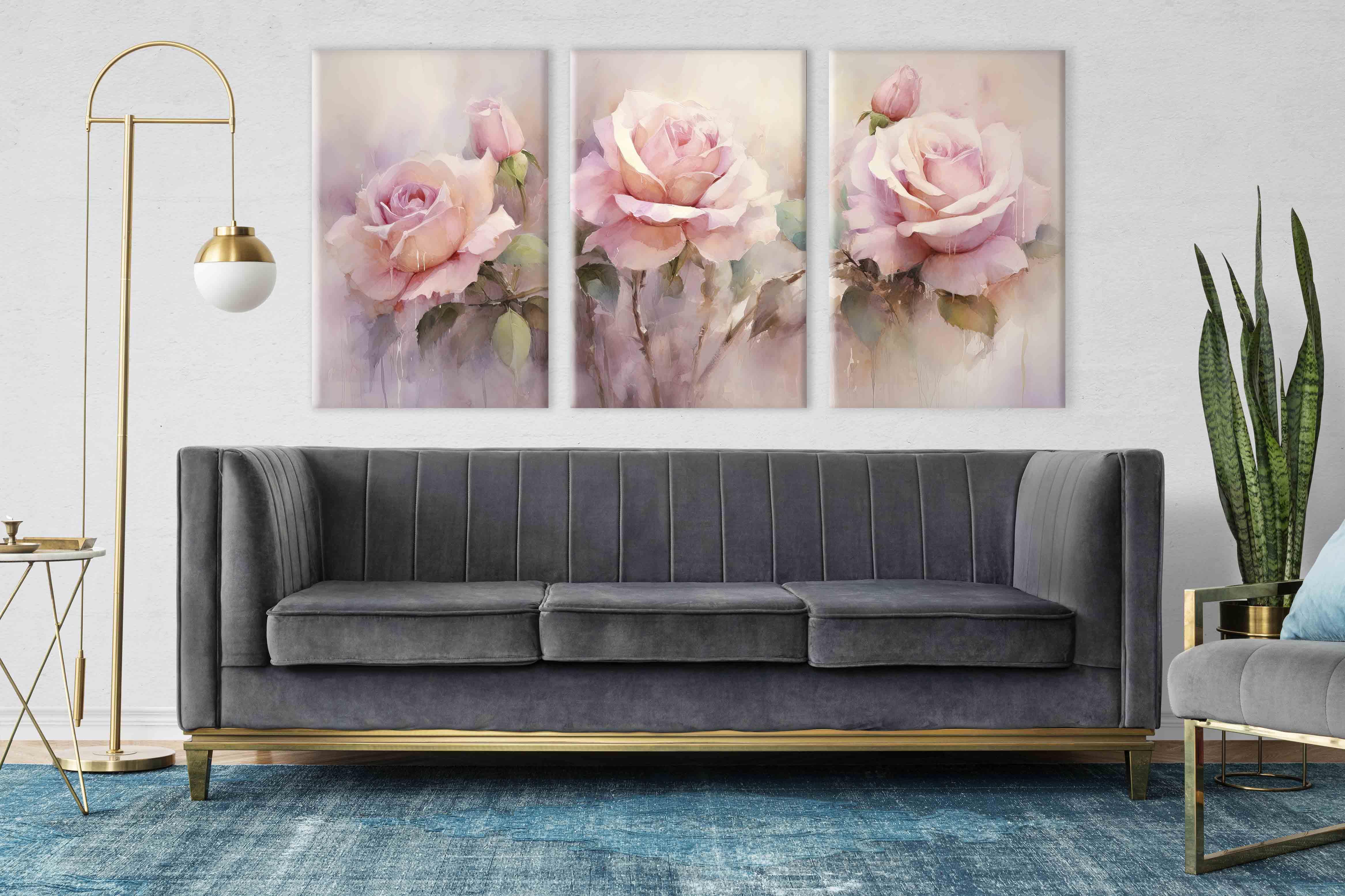 Çiçek Temalı Yağlıboya Dokulu Tablolar