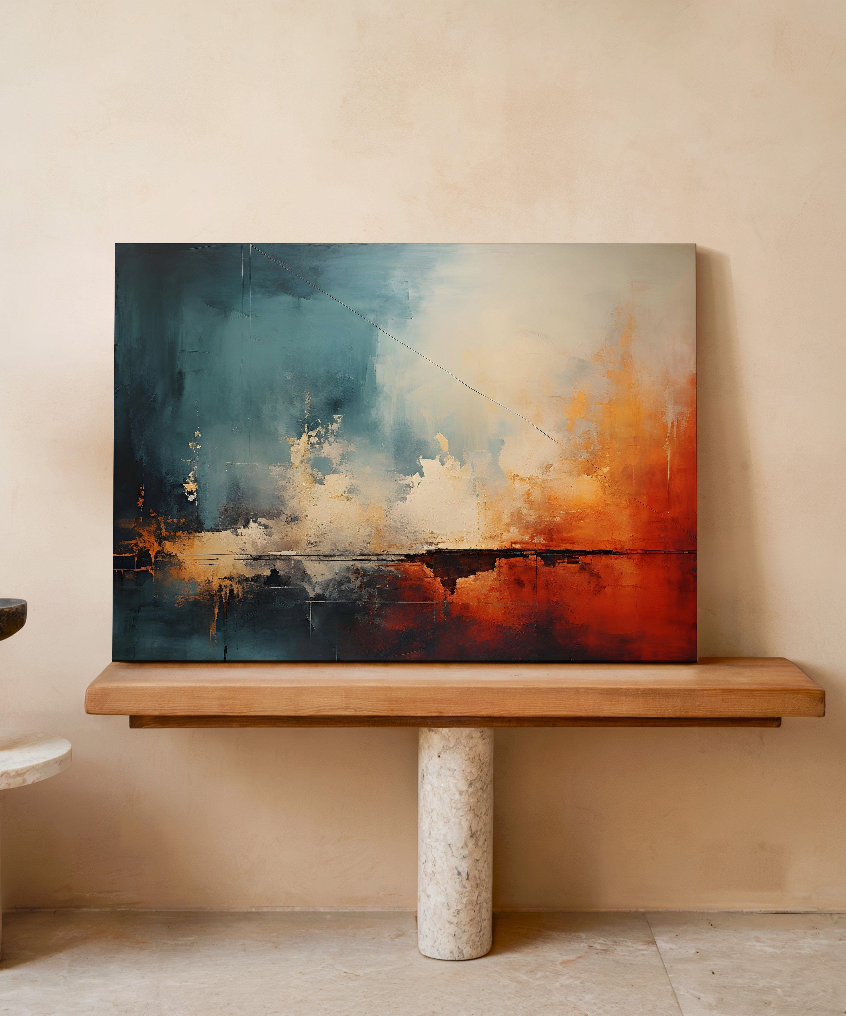 Çizgisel 2 | Yağlıboya dokulu canvas baskı