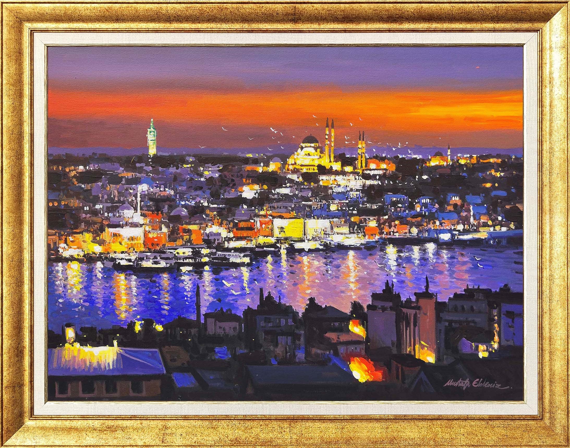 Eminönü Sırtlarında Gün Batımı | Yağlı Boya Tablo