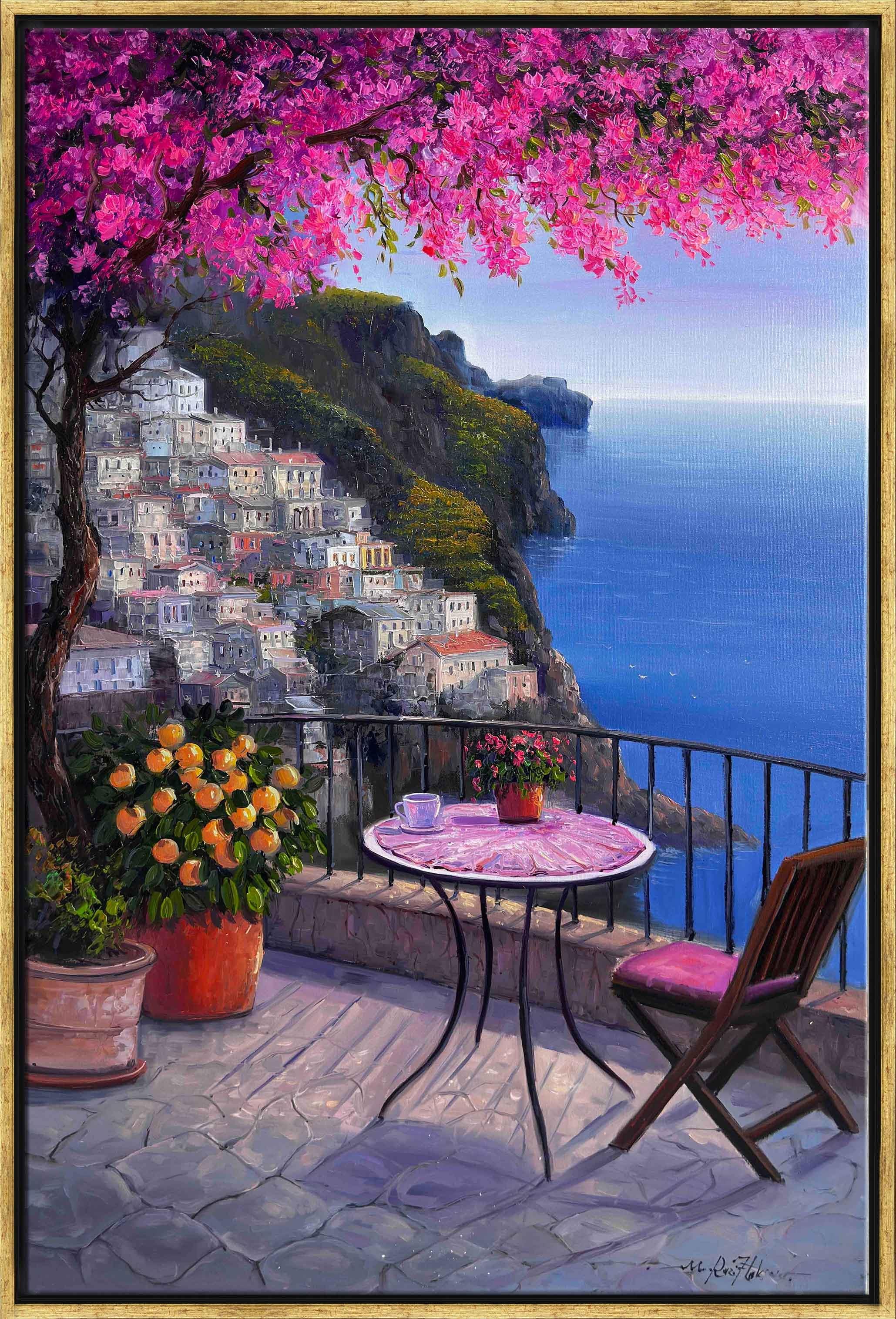 Erguvanlı Balkon | Yağlı Boya Tablo