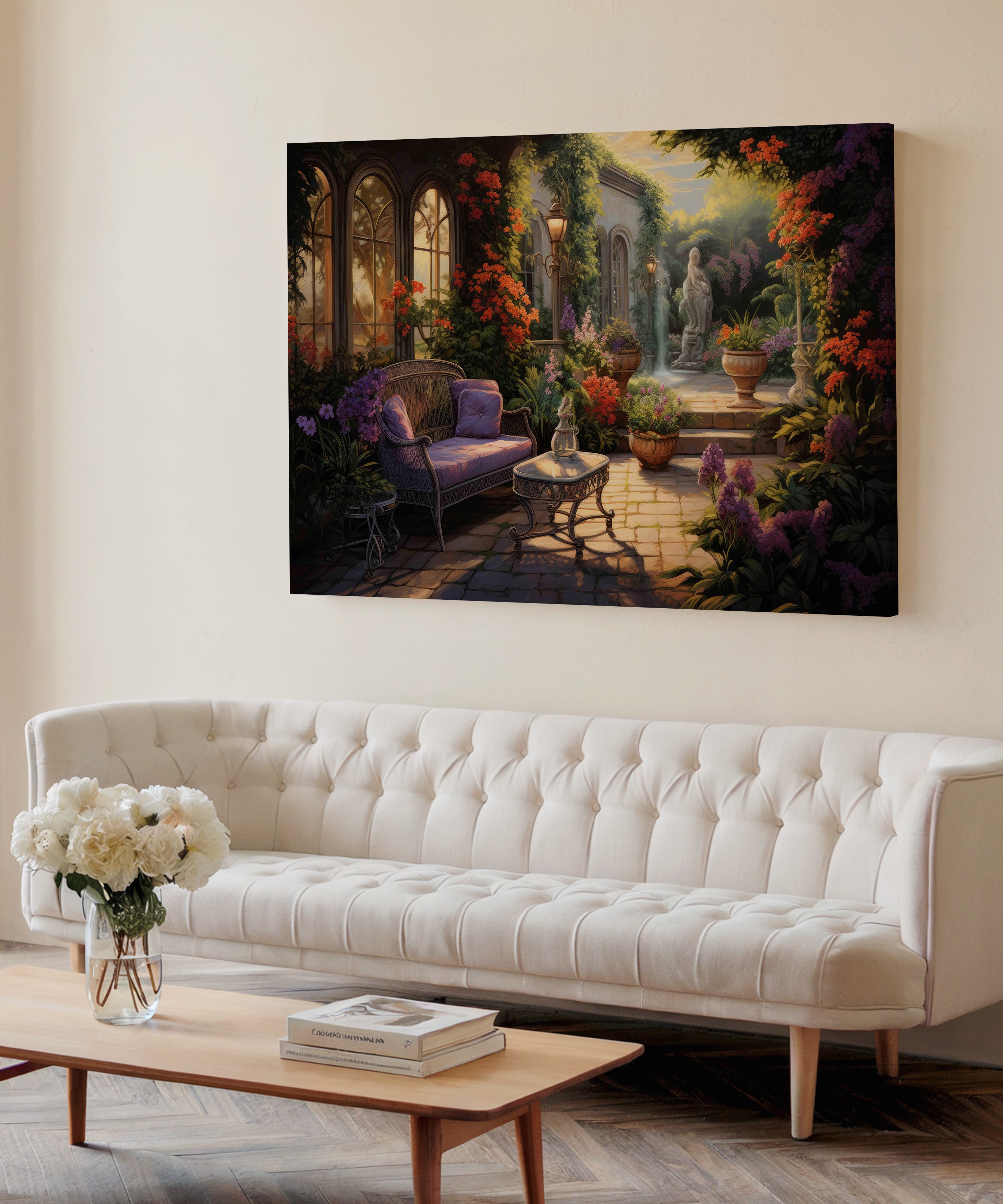 Flora Avlusu | Yağlı Boya Dokulu Canvas Baskı