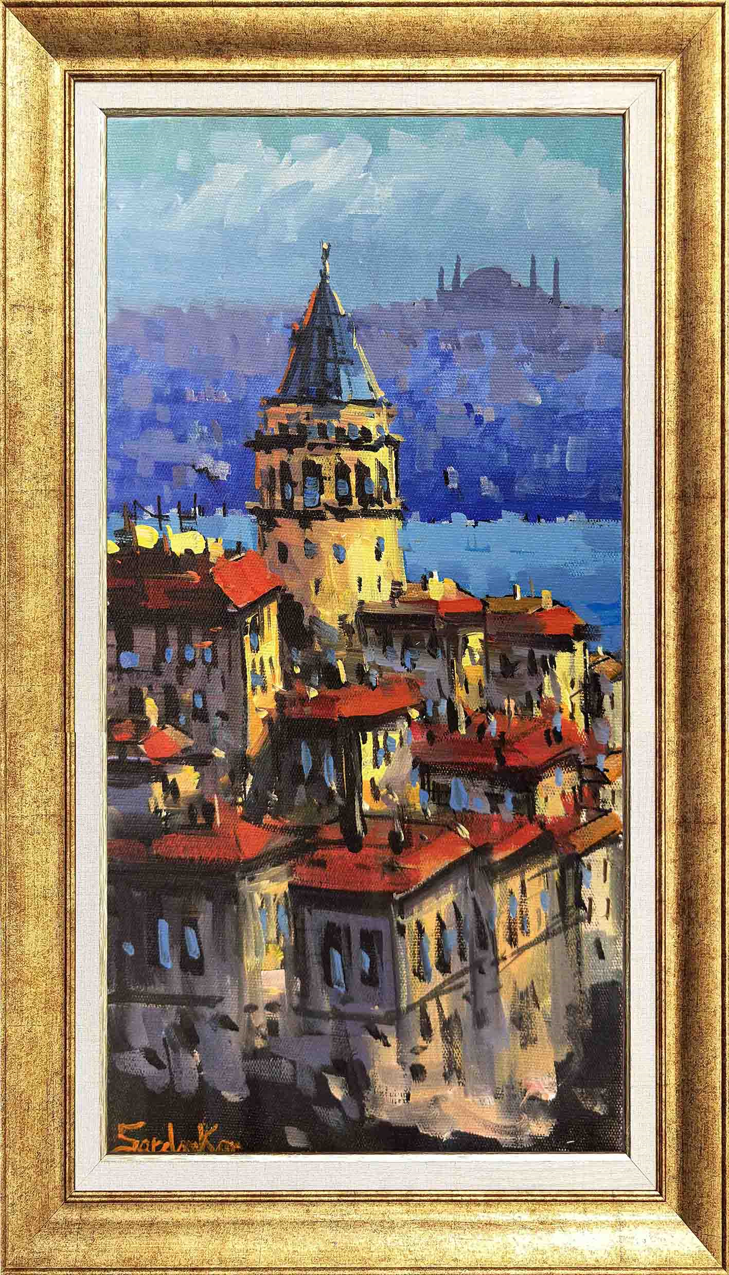 Galata Kulesi ve Evler | Yağlı Boya Tablo 