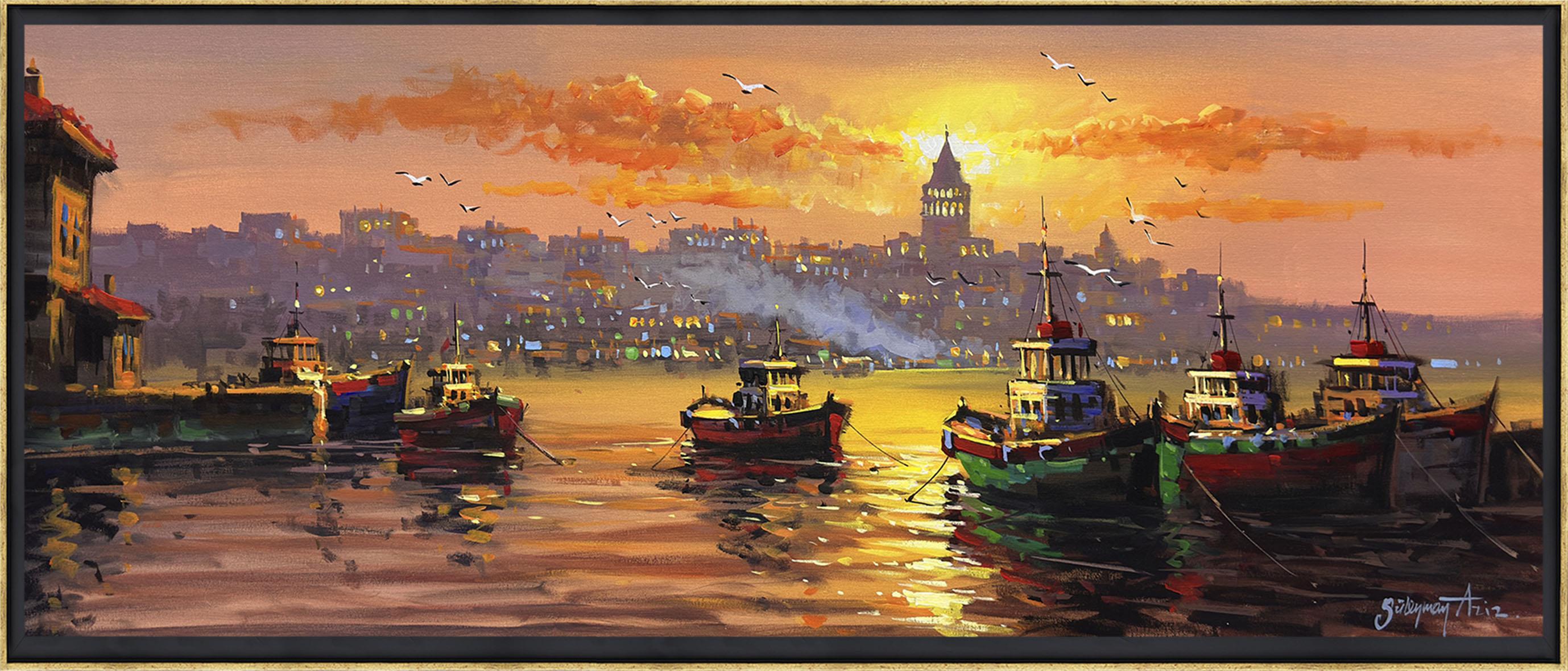Galata'da Gün Batımı | Yağlı Boya Tablo