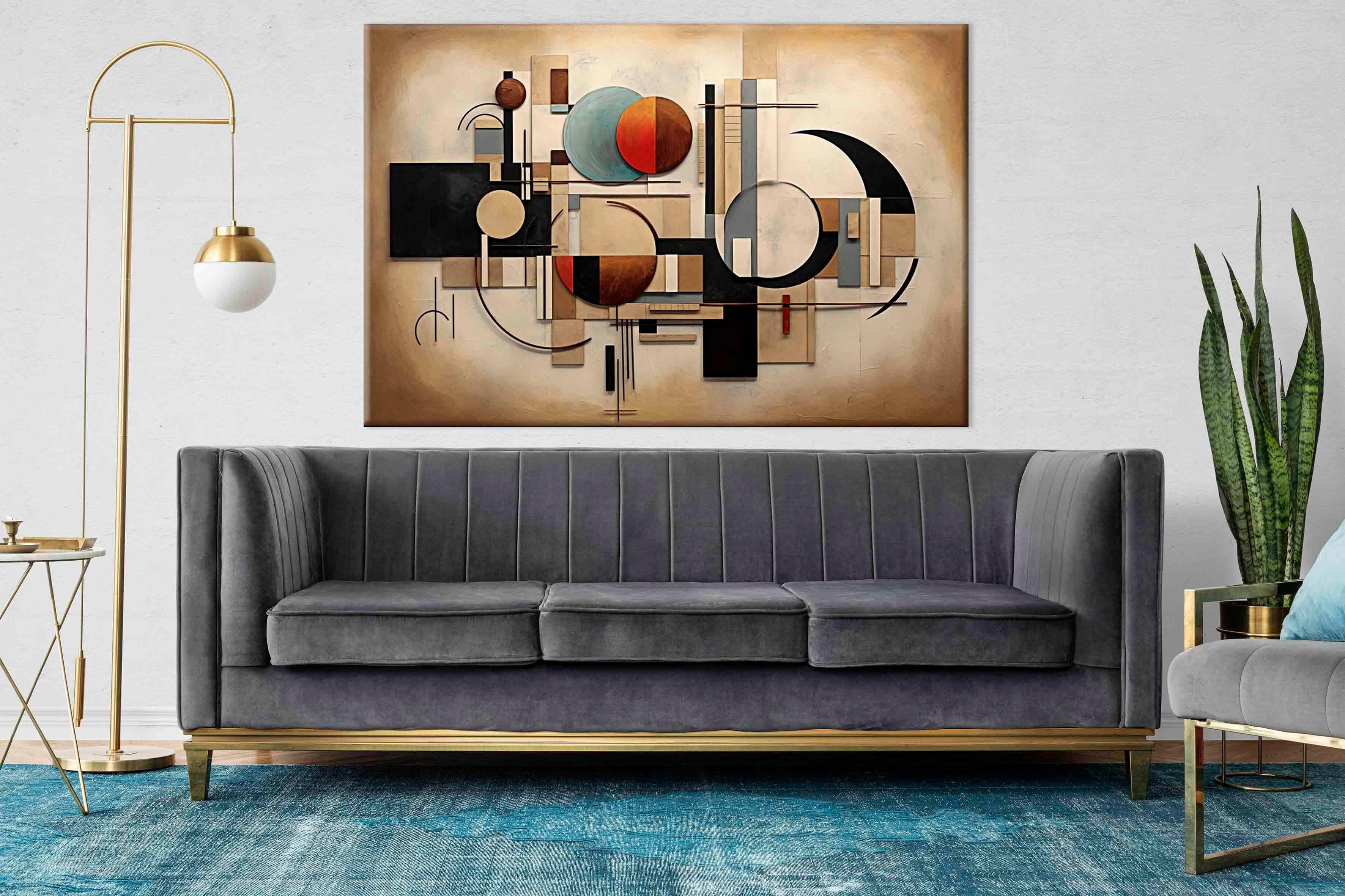 Geometrik Düzen | Yağlıboya dokulu canvas baskı