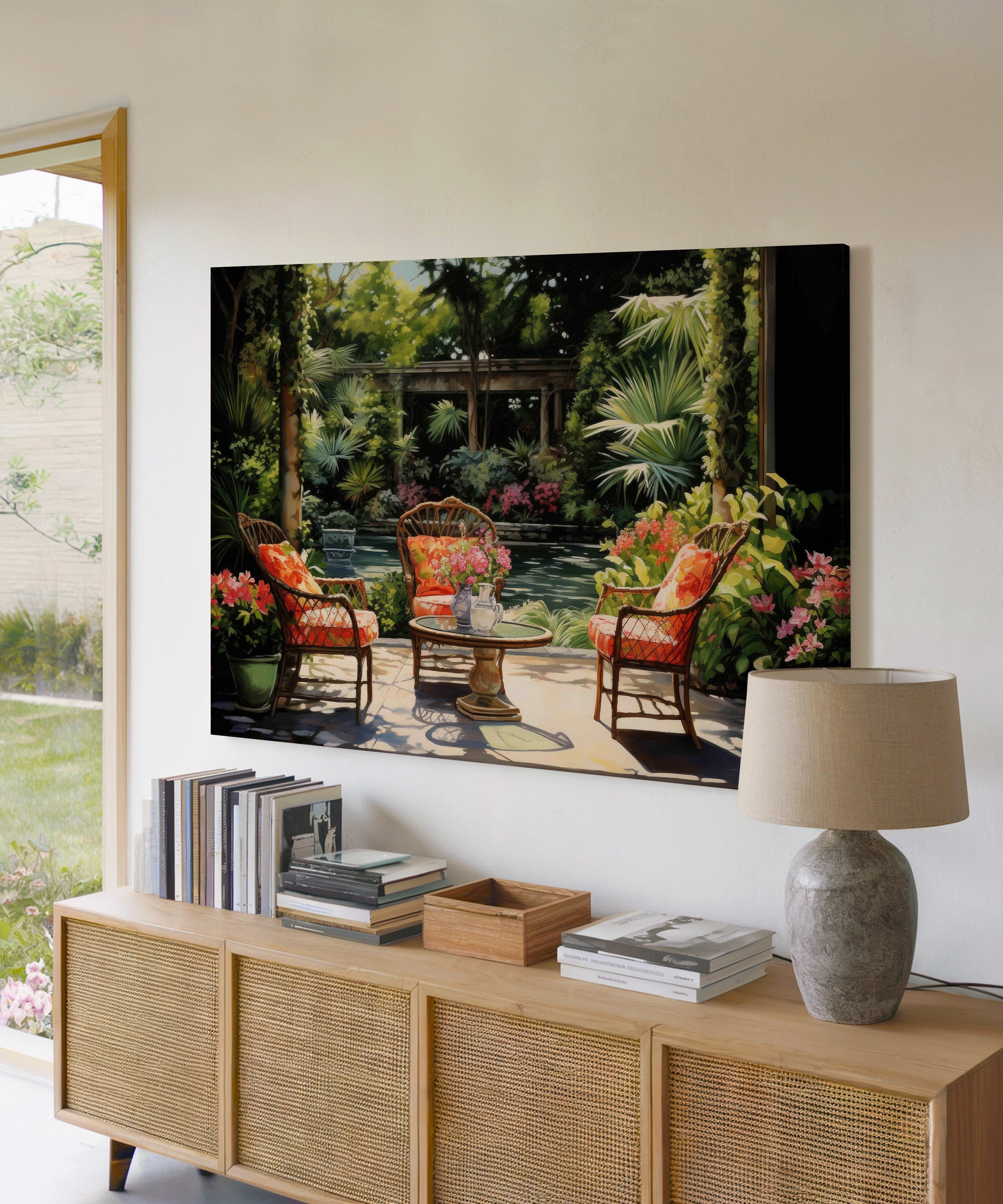 Göl Kıyısı Avlusu | Yağlı Boya Dokulu Canvas Baskı