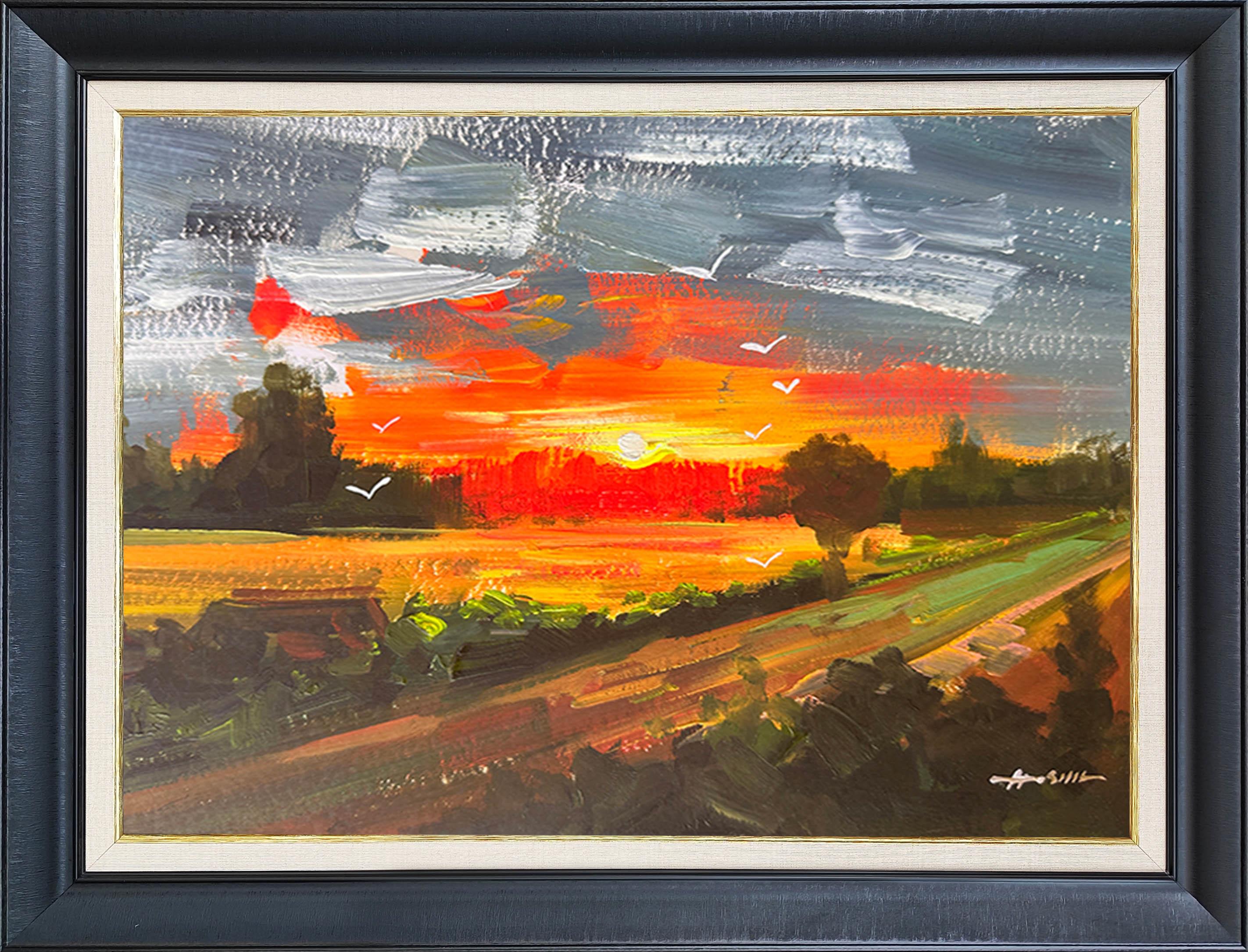 Gün Batımı Yol Manzara   | Yağlı Boya Tablo 