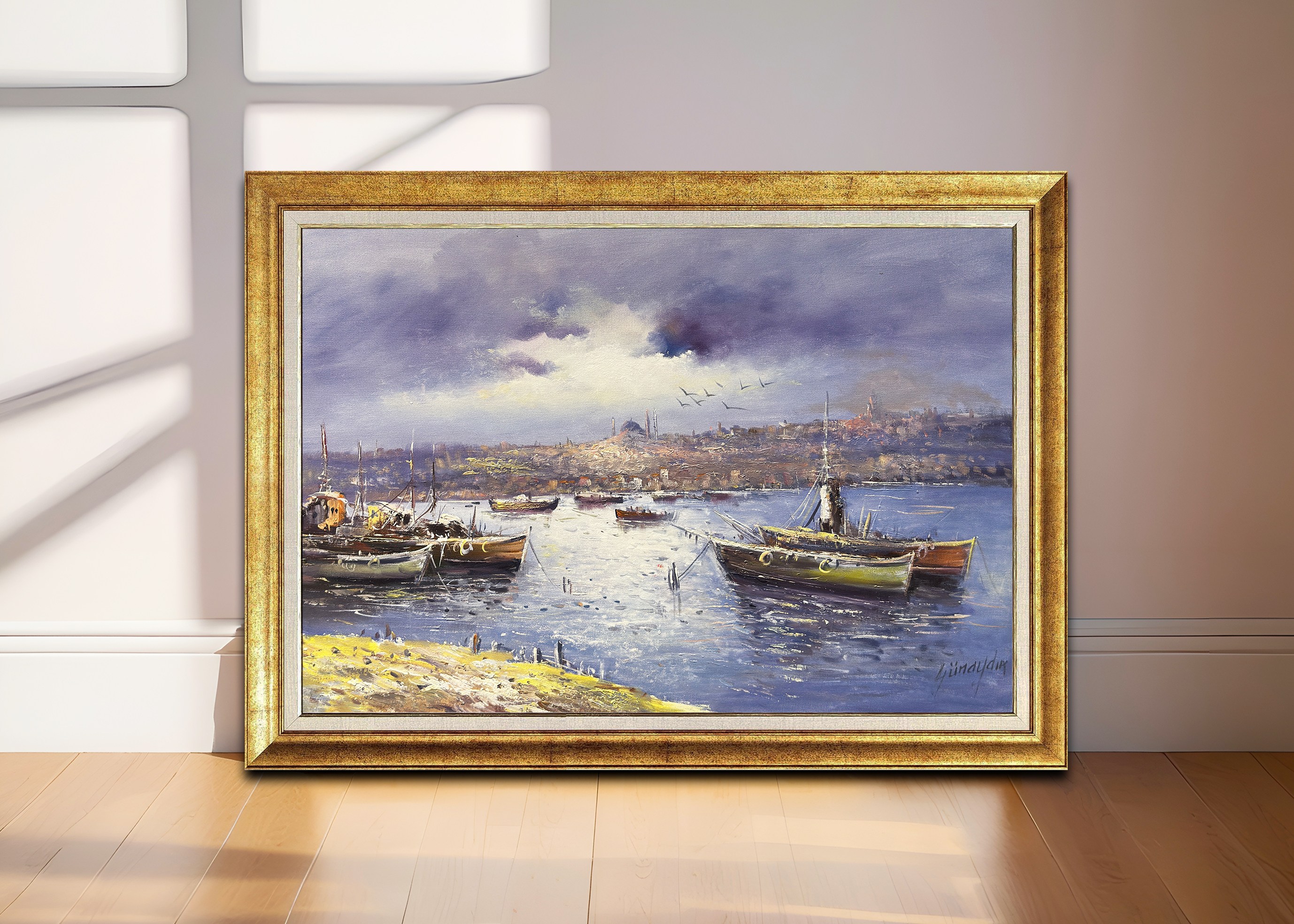Gün Biterken İstanbul | Orijinal Yağlı Boya Tarihi Şehir Peyzaj Tablo