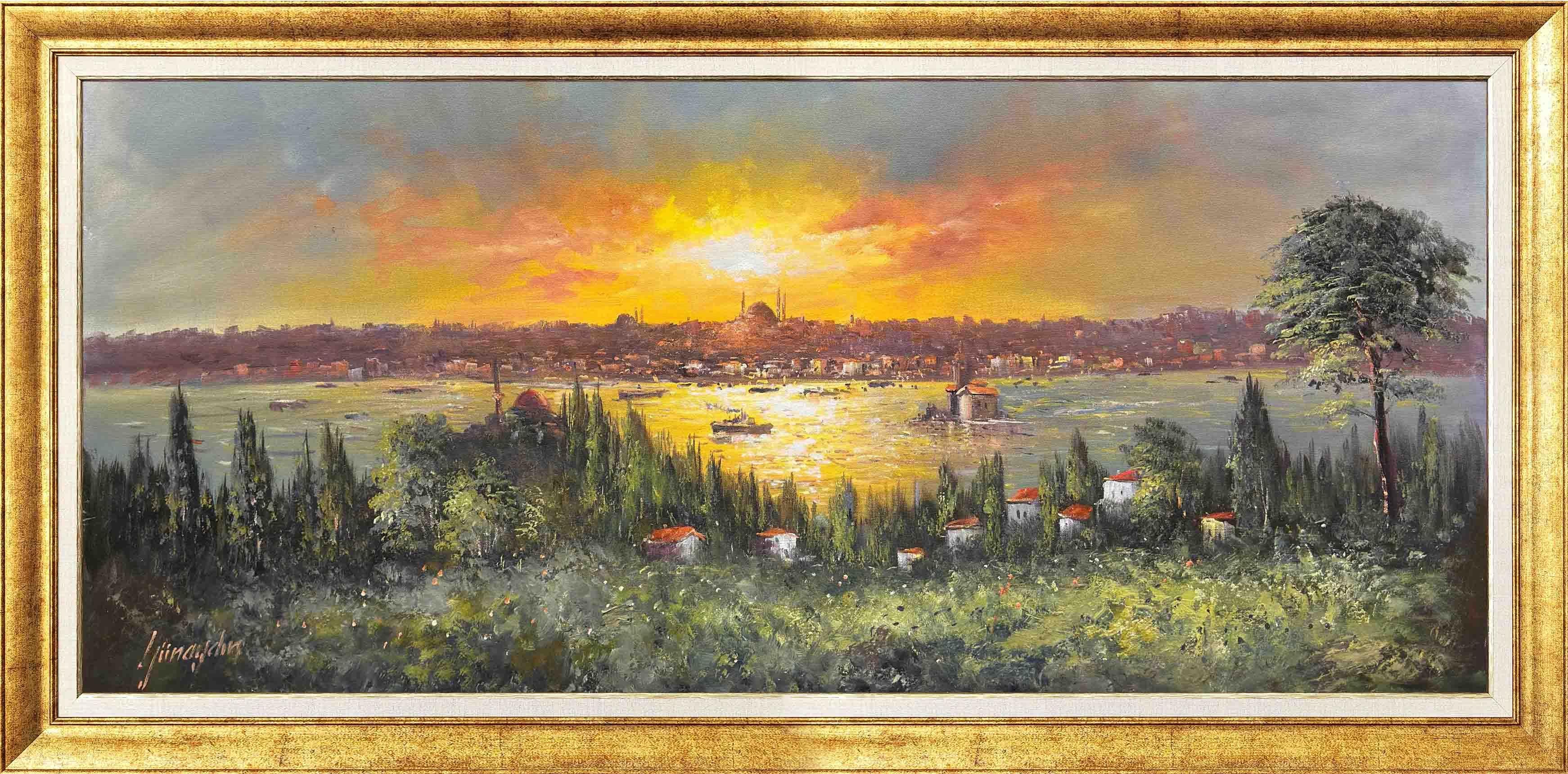 Işığı Yansıtan Şehir | Yağlı Boya Tablo