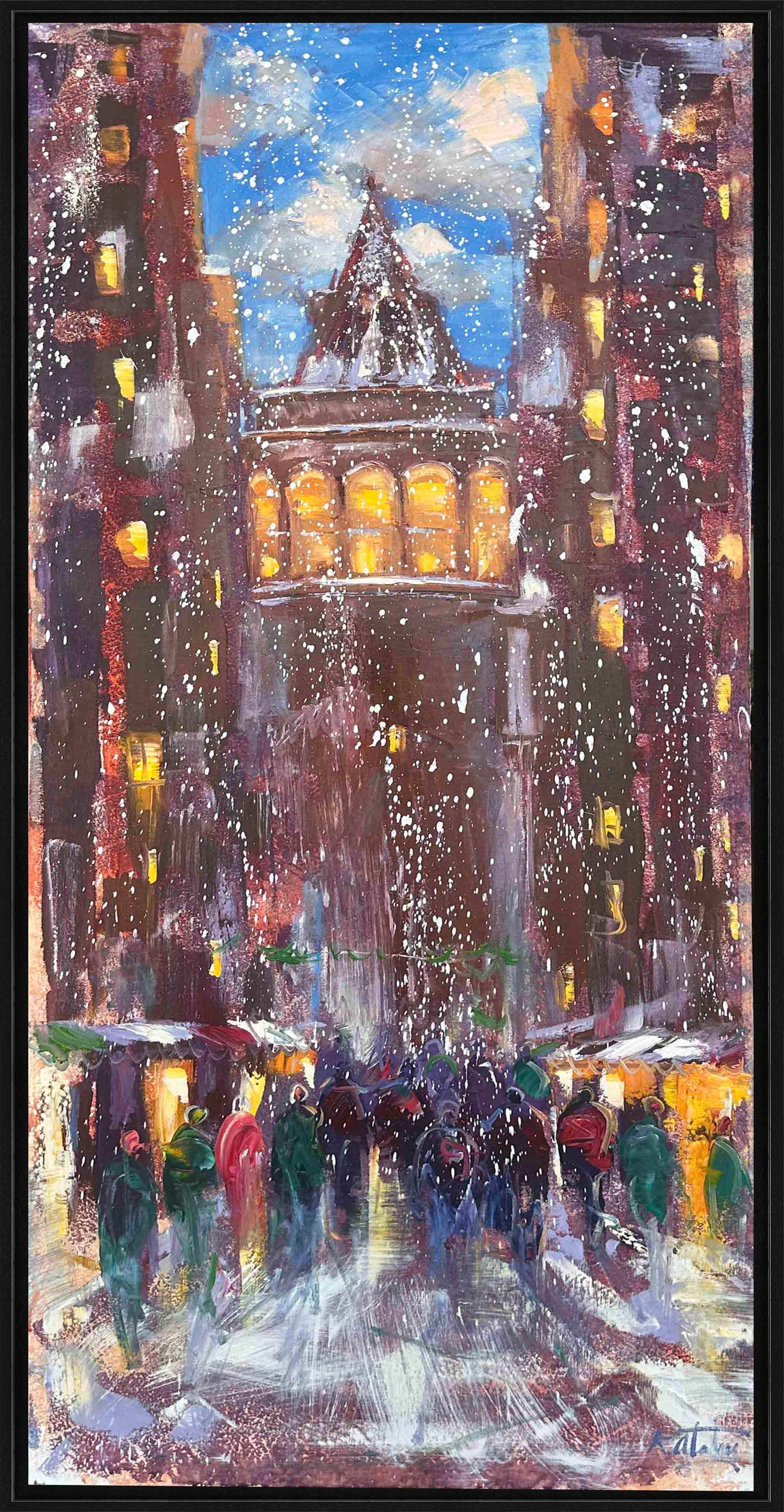 Karlı Bir Gün Galata r   | Yağlı Boya Tablo 