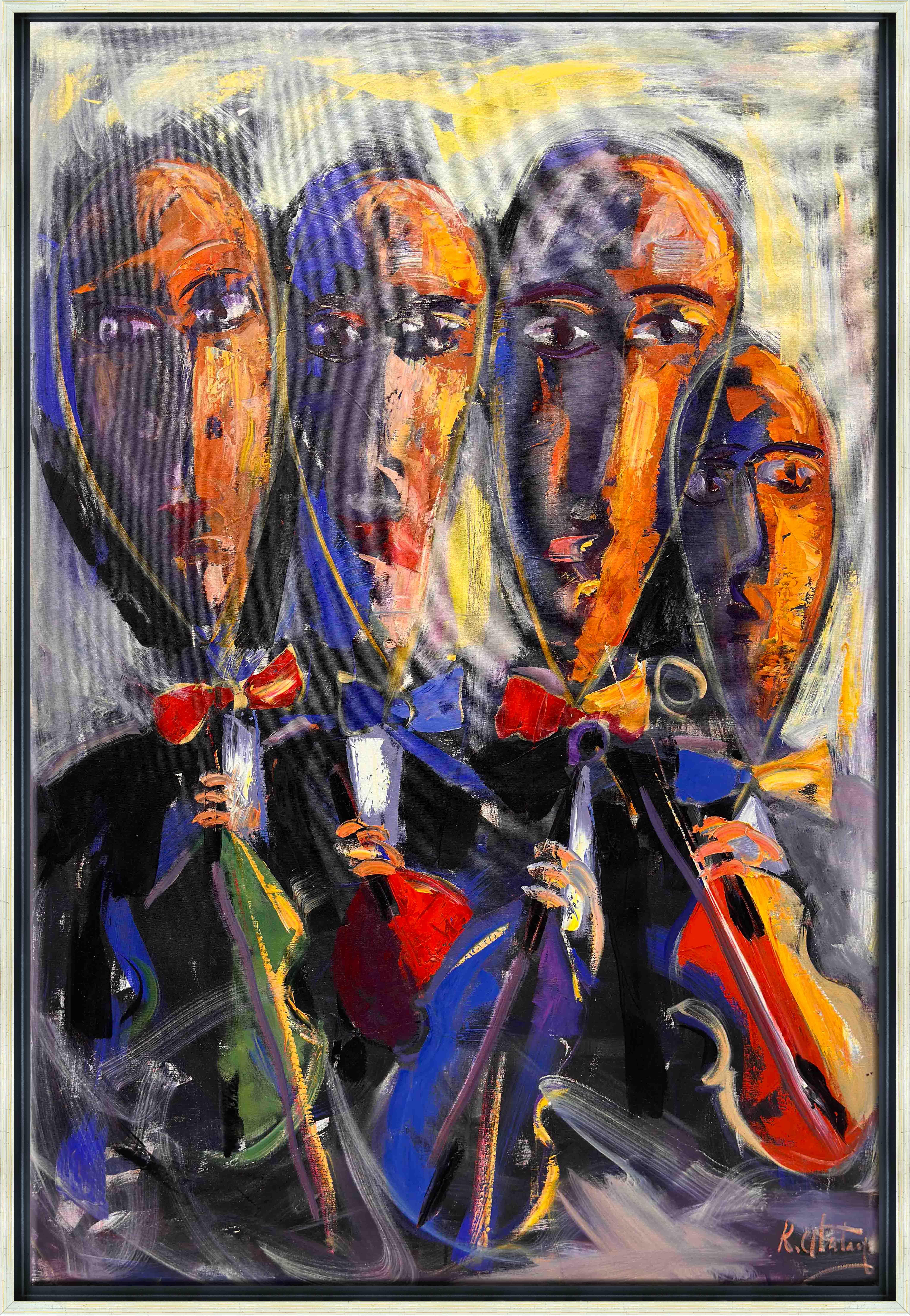 Keman Çalan Figürler | Yağlı Boya Tablo