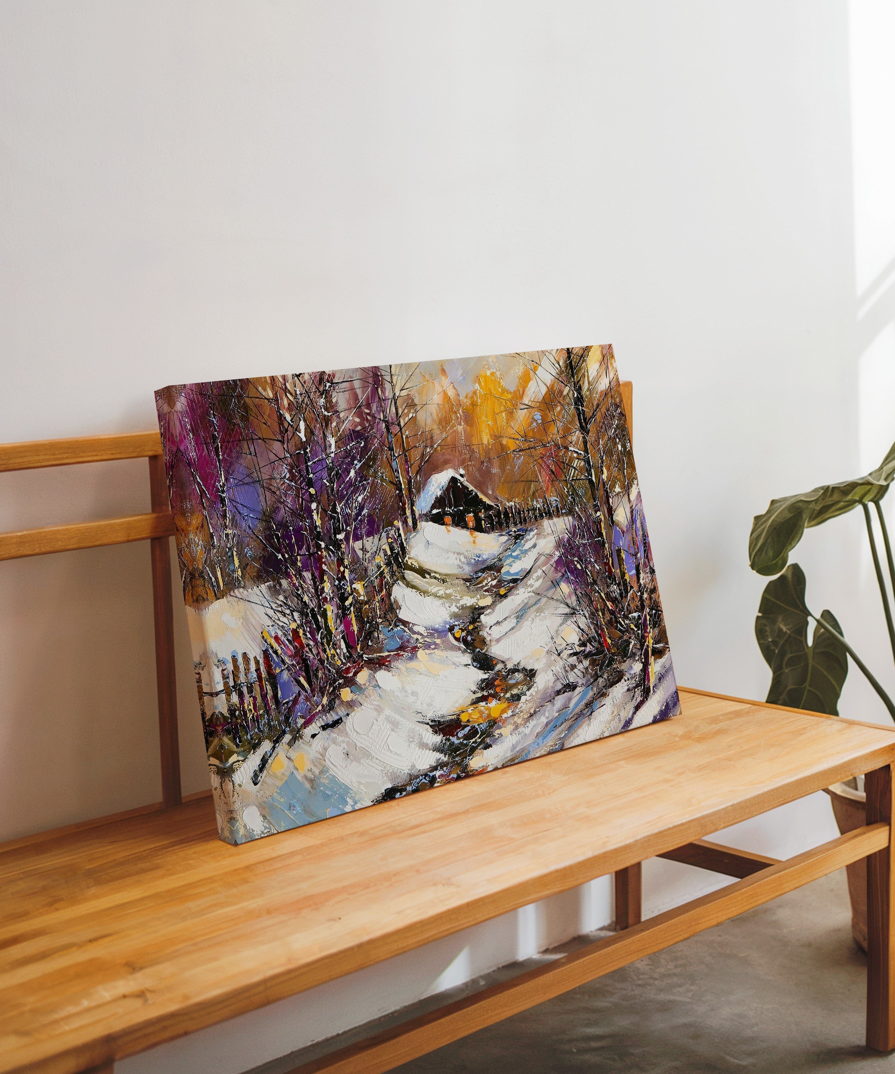 Kışın Sessiz Sığınağı | Yağlı Boya Dokulu Canvas Baskı