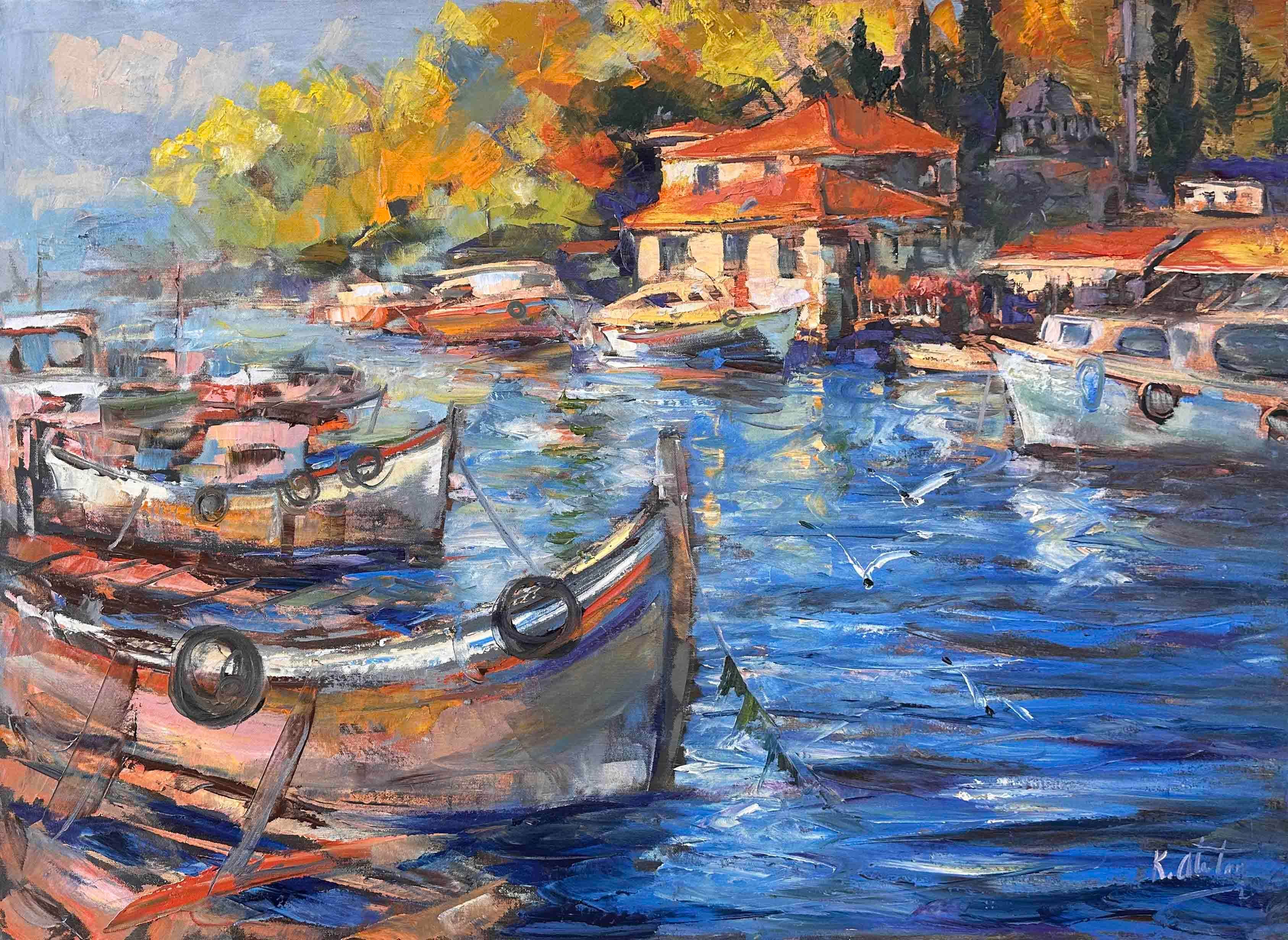 絵画　額付き　kiyosi.k　43×53 Kıyı Güzelliği | Yağlı Boya Tablo